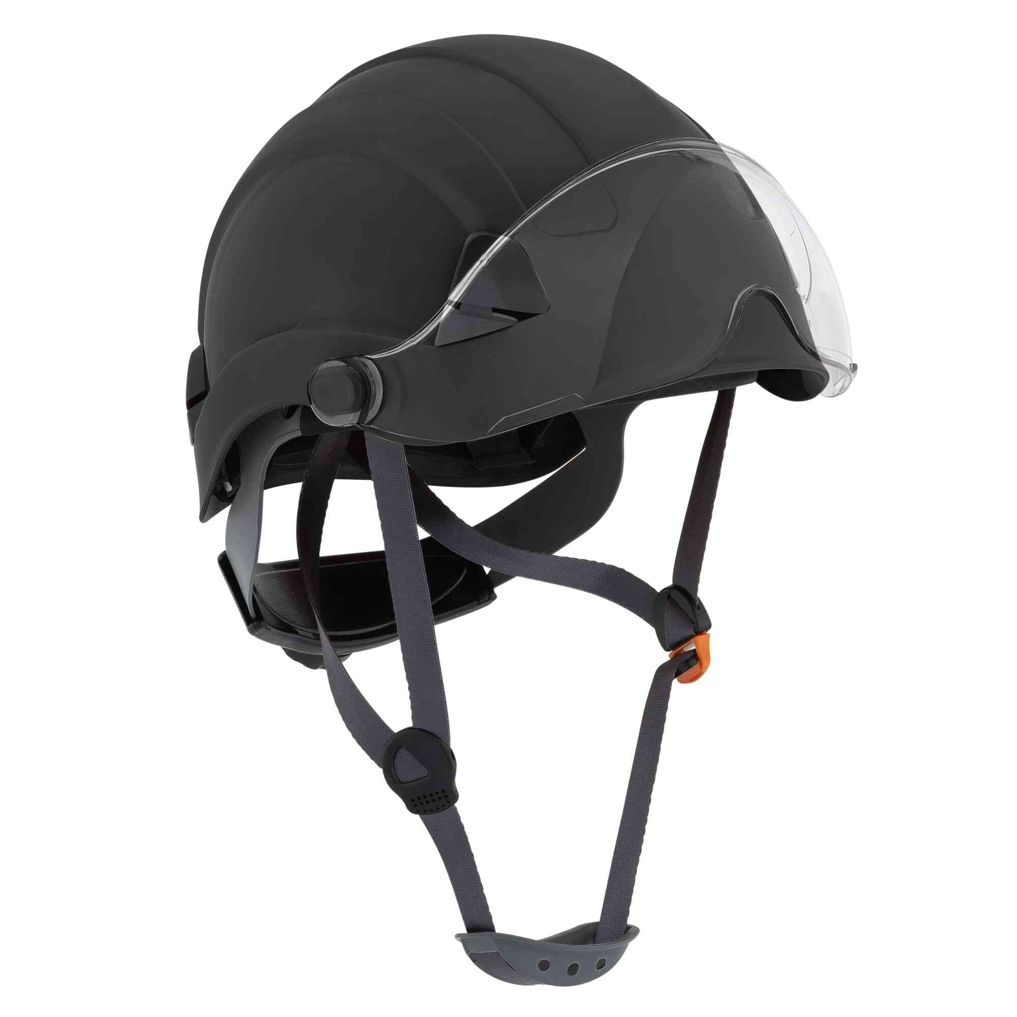 Jackson Safety Hard Hat with Flip-Up Visor — CH-350 Series, Industrial Climbing, Non-Vented, Black, Model# 20957