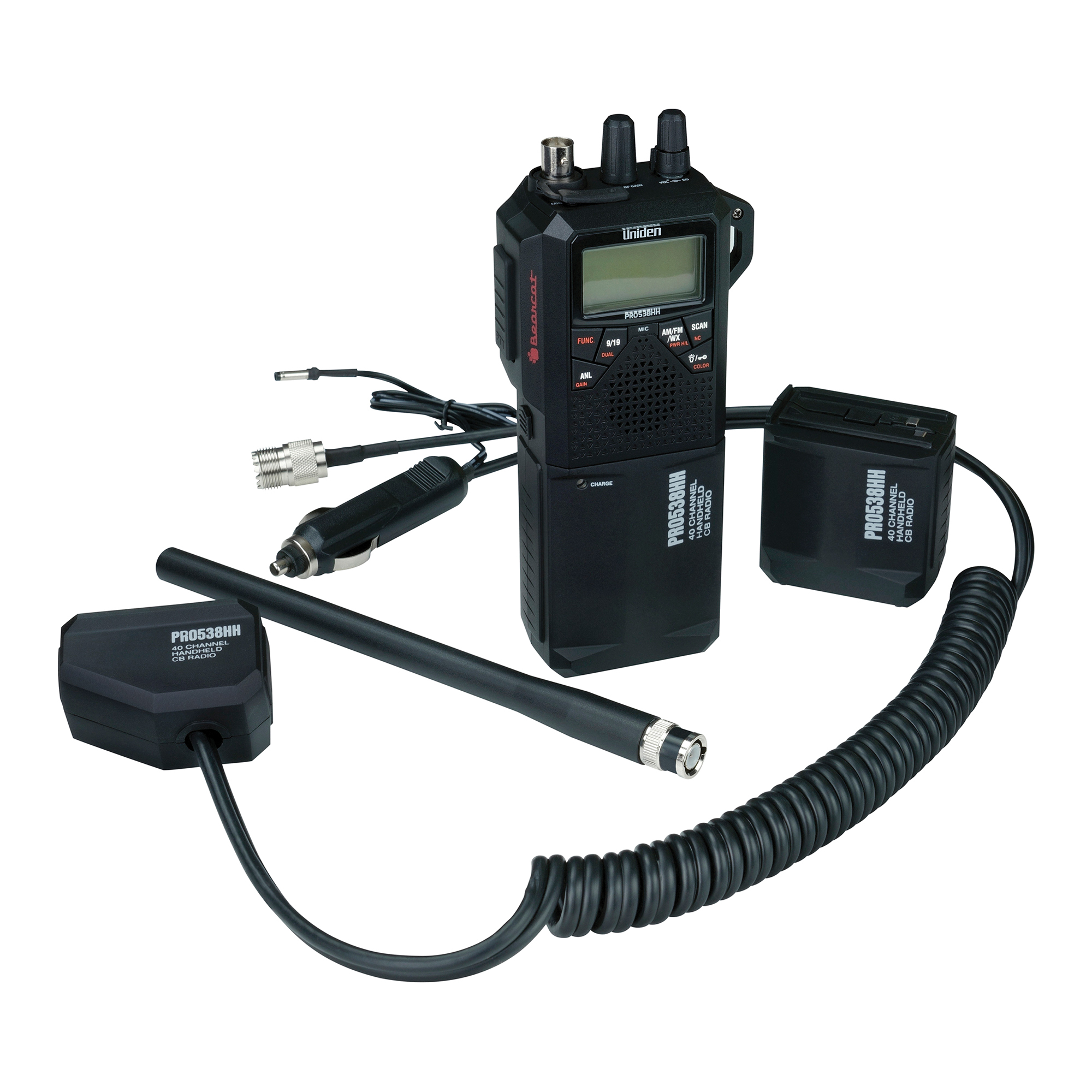 Uniden Pro Series Handheld CB Radio — 40 Channels, NOAA Weatherband, Whip Antenna, Model# PRO538HHFM