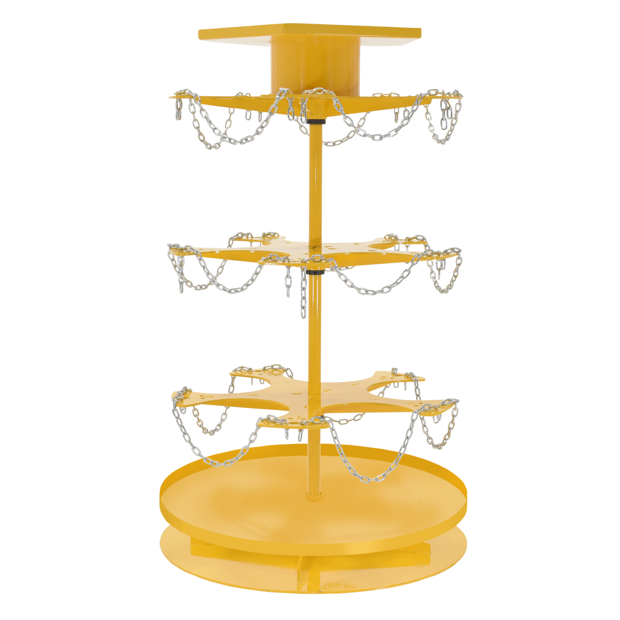 Vestil Steel 5 Gallon Pail Carousel Rack, 15 Pails 350 lbs. Capacity Per Shelf Yellow