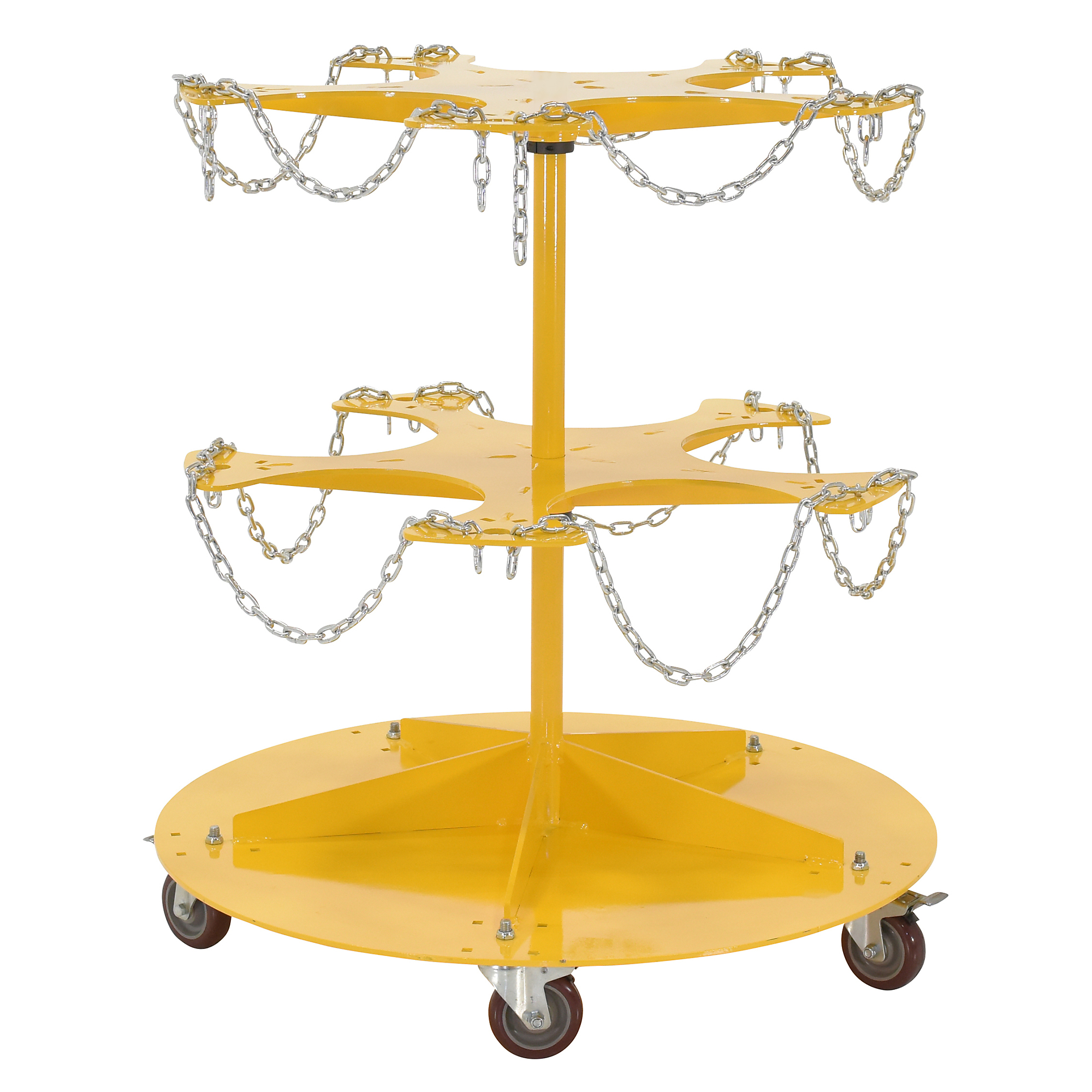 Vestil Steel 5 Gallon Pail Carousel Rack, 10 Pails W/ Casters 350 lbs. Capacity Per Shelf Yellow