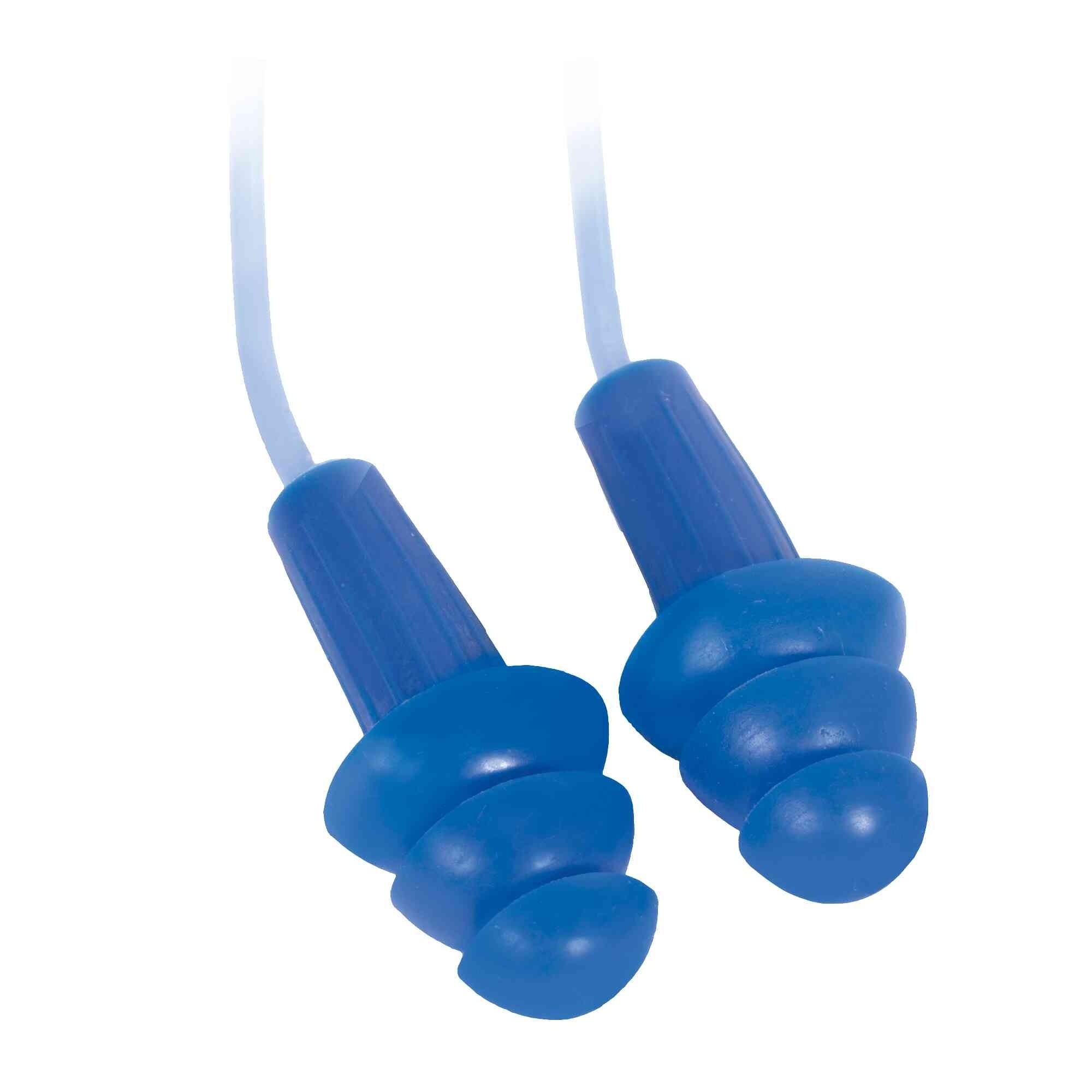 Jackson Safety® - Earplugs - H20 Metal Detectable - Reusable - Corded - Blue - NRR 26 - (100 Pair Per Dispenser Box) - Model # 13822