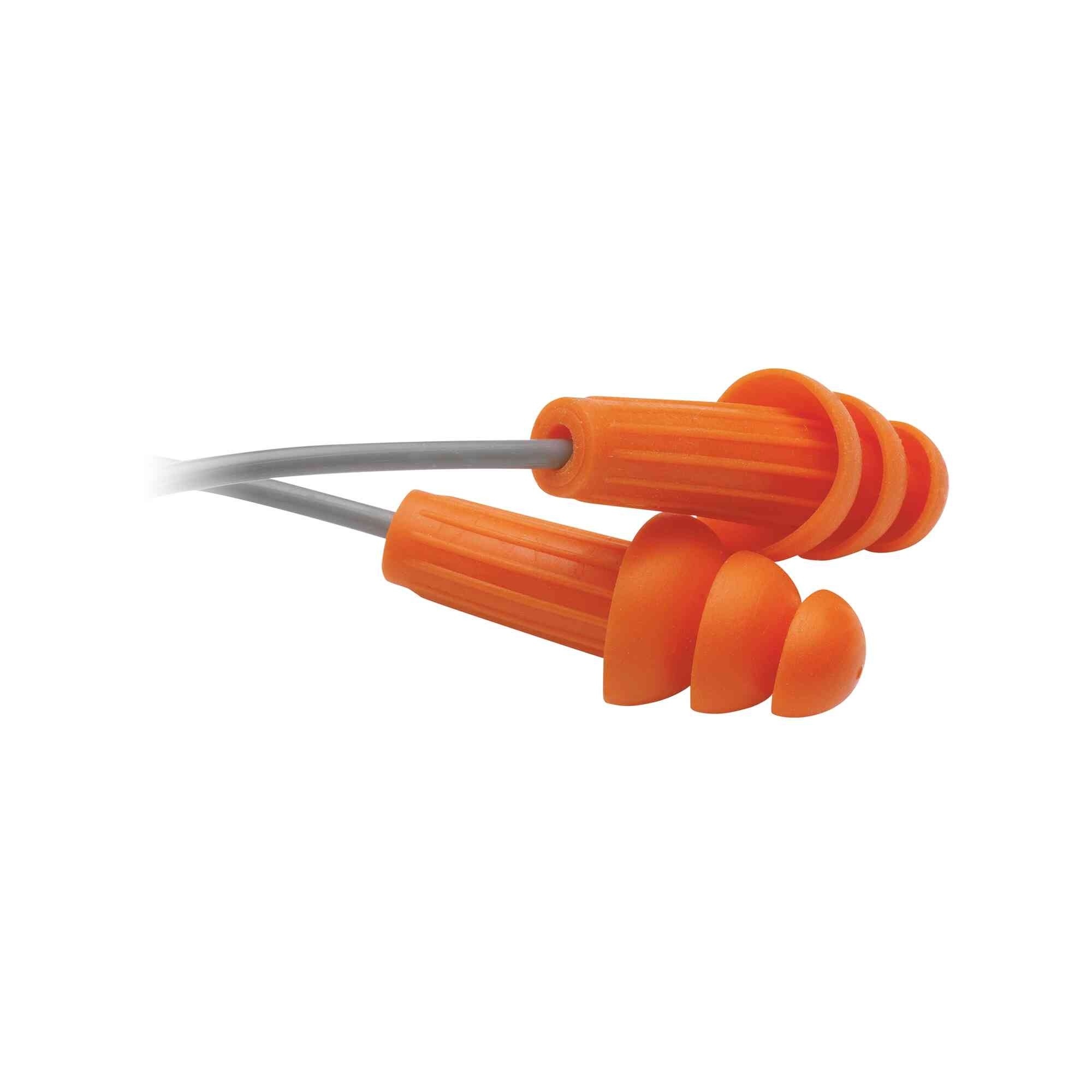 Jackson Safety® - Earplugs - H20 - Reusable - Tapered - Corded - Orange - NRR 26 - (100 Pair Per Dispenser Box) - Model # 67221