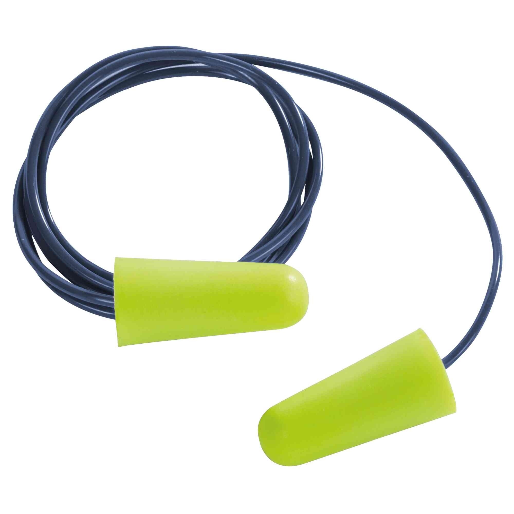 Sellstrom® - Earplugs - Disposable - Foam Bullet Shape - Corded - NRR 32 - Hi-Viz Green - 100 Pair Dispenser Box - Model # S23412