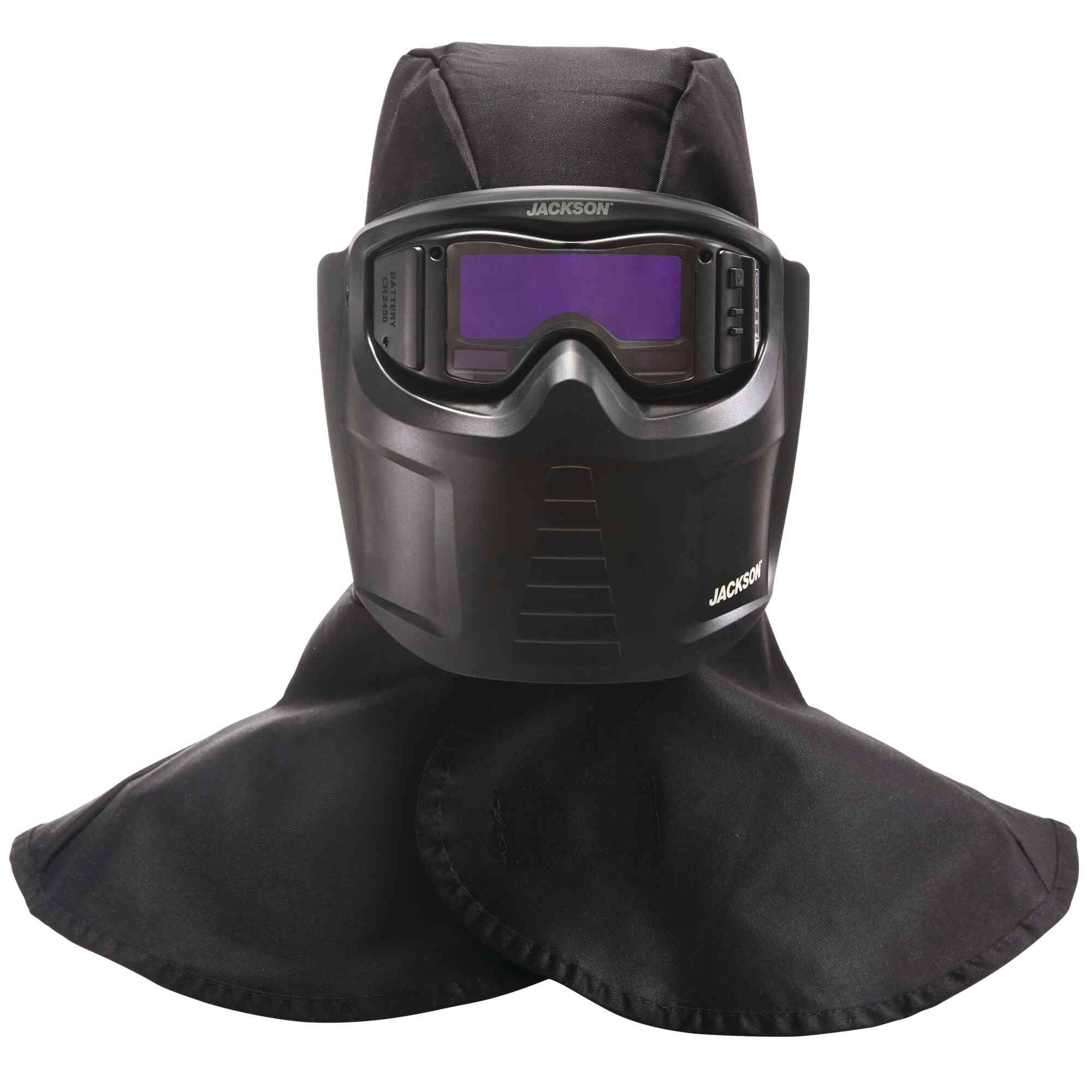 Jackson Safety® - Welding Mask and Hood Kit - Auto Darkening -  Thermoplastic - 1.38" x 3.54" Viewing Area - Shade 3/5-12 ADF - Black - Rebel Series  - Model # 46200