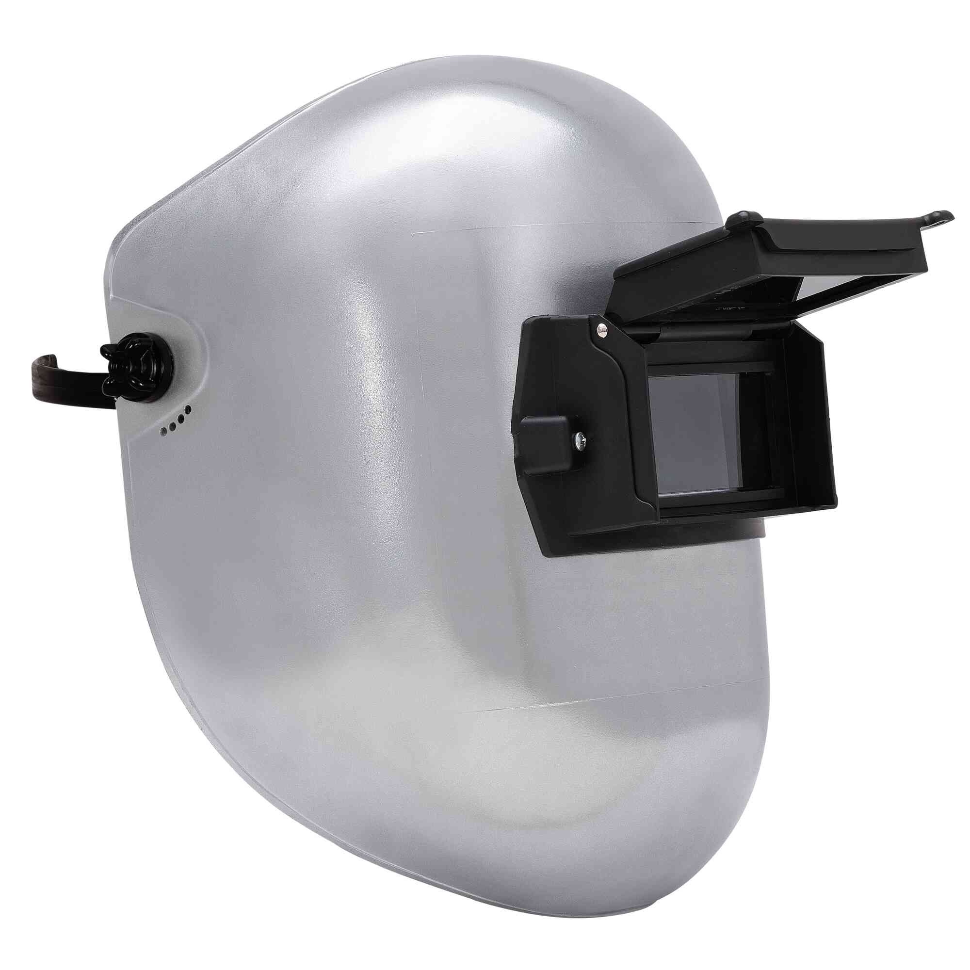 Jackson Safety® - Welding Helmet - Passive - Super Tuff Nylon - Lift Front - 2" x 4.25" Viewing Area - Shade 10 - Non-Slotted Hard Hat Adapter Headgear - Silver - 280PL Series - Model # 14313