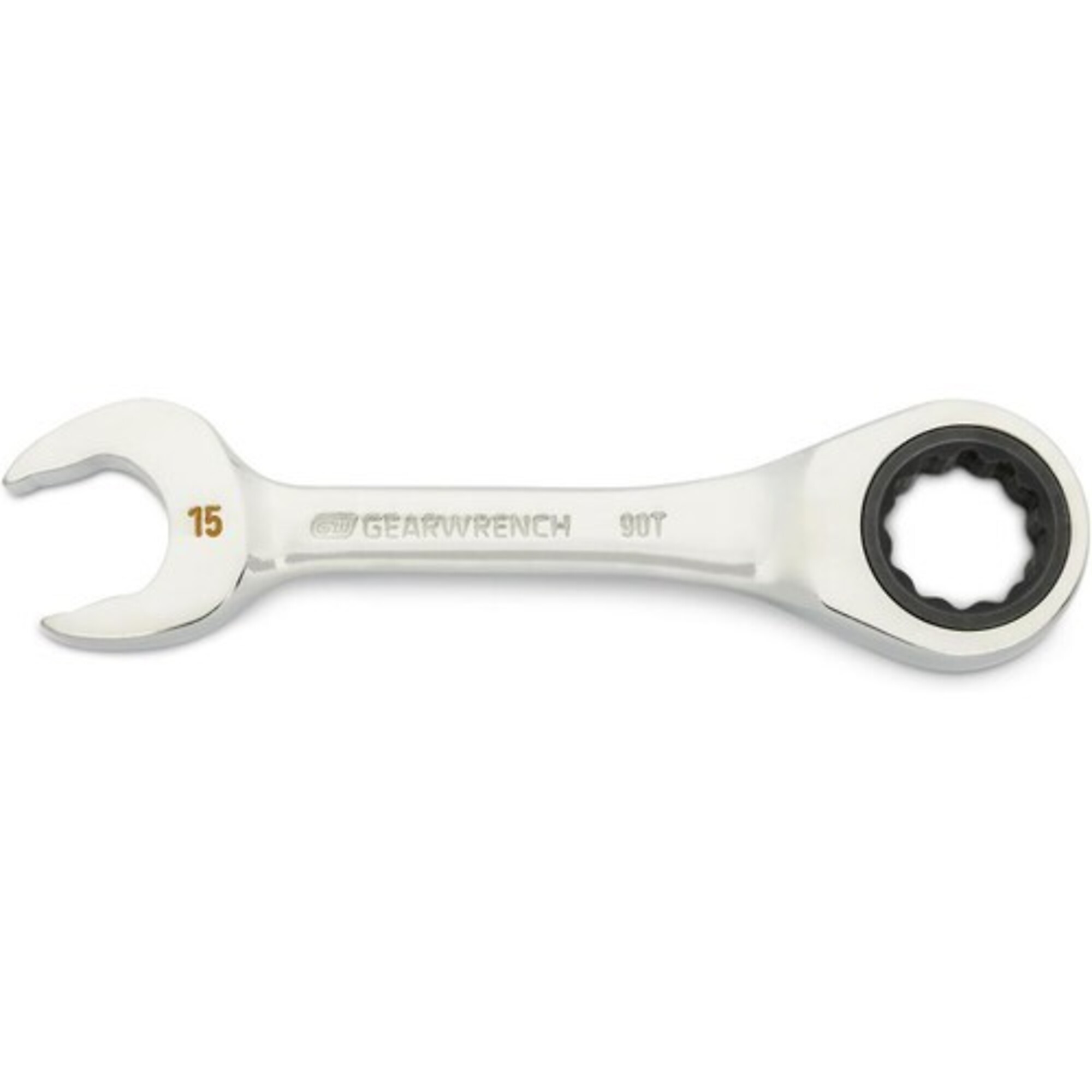 GearWrench Compact Stubby Combination Wrench — 15mm, 90-Tooth, 12-Point, Model# KDT86845