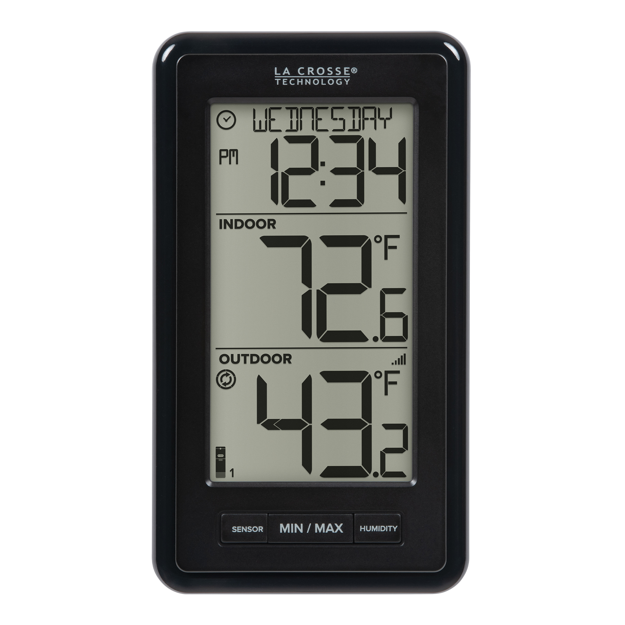 La Crosse Technology® LCD Wireless 2-Piece Digital Weather Thermometer Station with Hygrometer and Calendar, WS-9160U-BK-IT-CBP