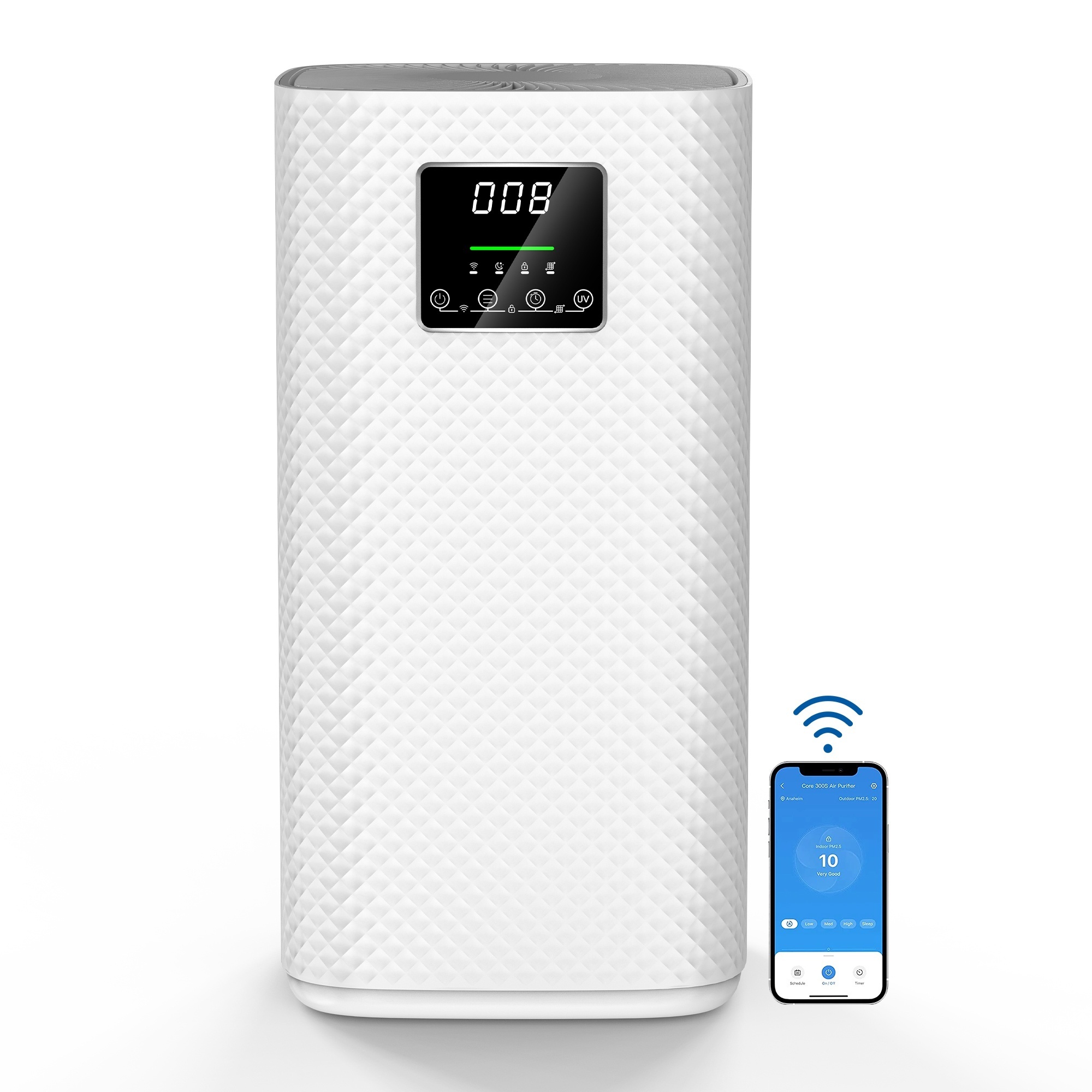EdenDirect 3500 Sq. Ft. H13 True HEPA Air Purifier — Odor Removal, 3-Speed, Negative Ion, Sleep Mode, WiFi Control, White