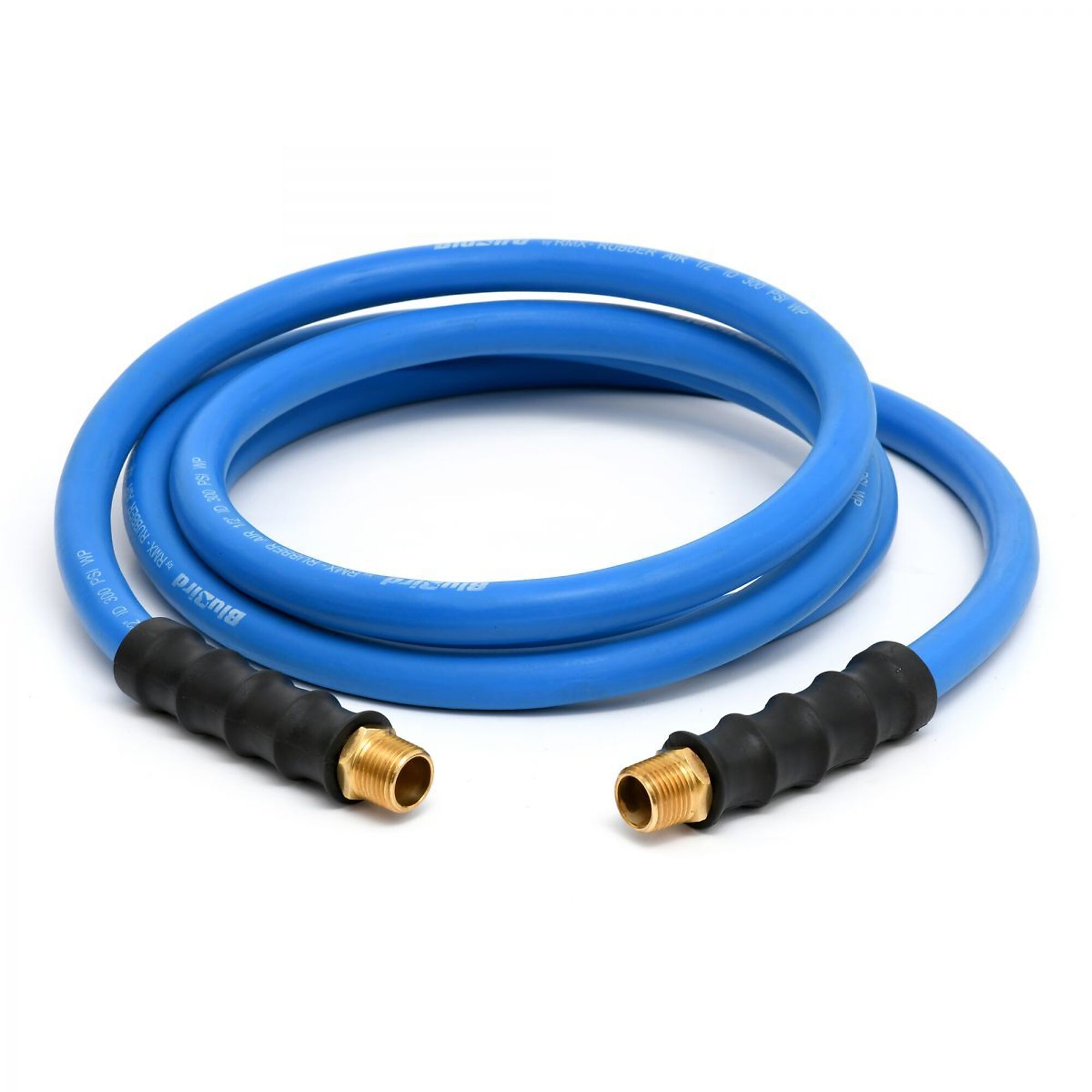 BluBird Rubber Air Hose 1/2" X 10'- 1/2" Male-NPT, 300 PSI, EPDM, 2 Pack  -  BB1210-2pk