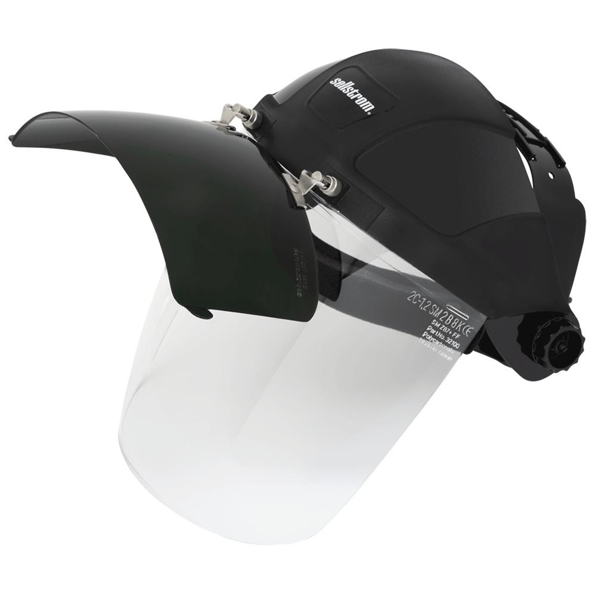 Sellstrom® - Face Shield - DP4 Series - 9" x 12.125" x 0.060" Window - Clear AF with Shade 6 Cobalt IR Flip Visor - Ratcheting Headgear - Model # S32161B