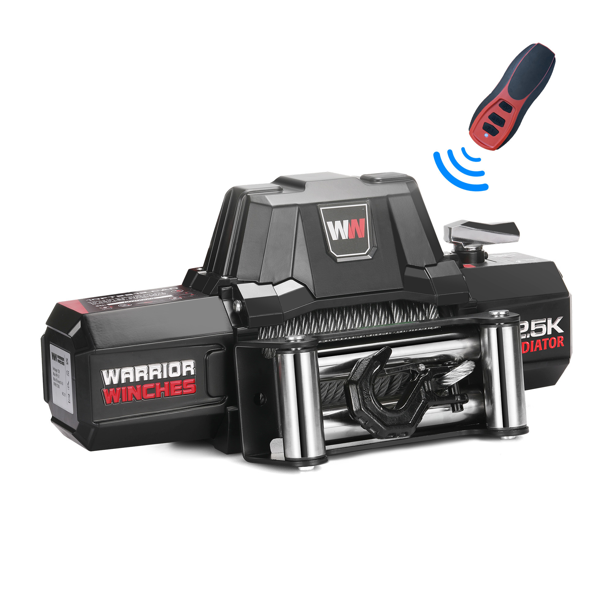 Warrior Winches Gladiator V2 F-Type 12V Electric Winch — 12500-Lb. Capacity, Synthetic Rope, Model# 12FT2S12-CAD