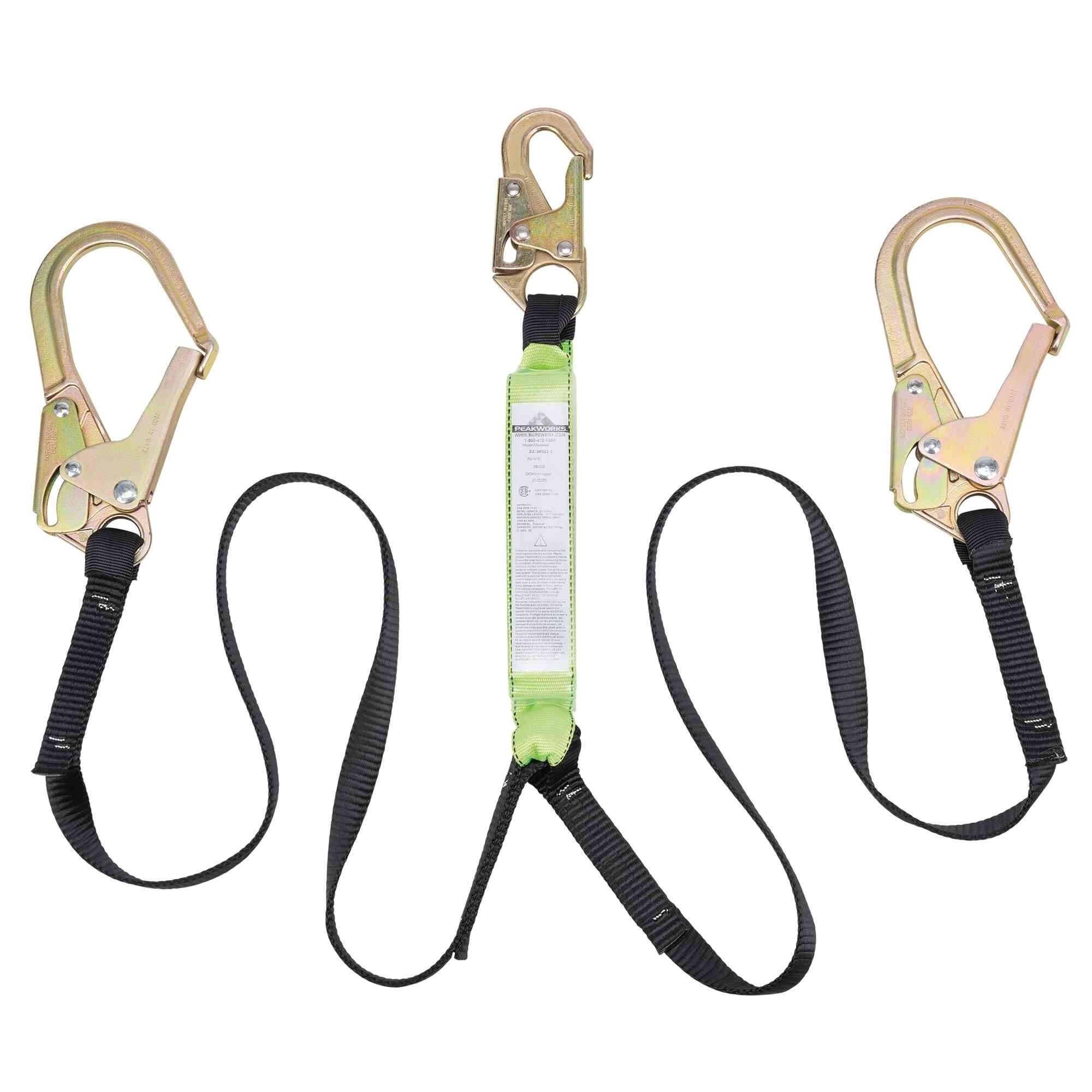 PeakWorks® - Shock Absorbing Lanyards - Tear Pack 1” Webbing -  Double Leg - Weight Capacity 130 to 310 Lbs - 6'  - Model # V8104426