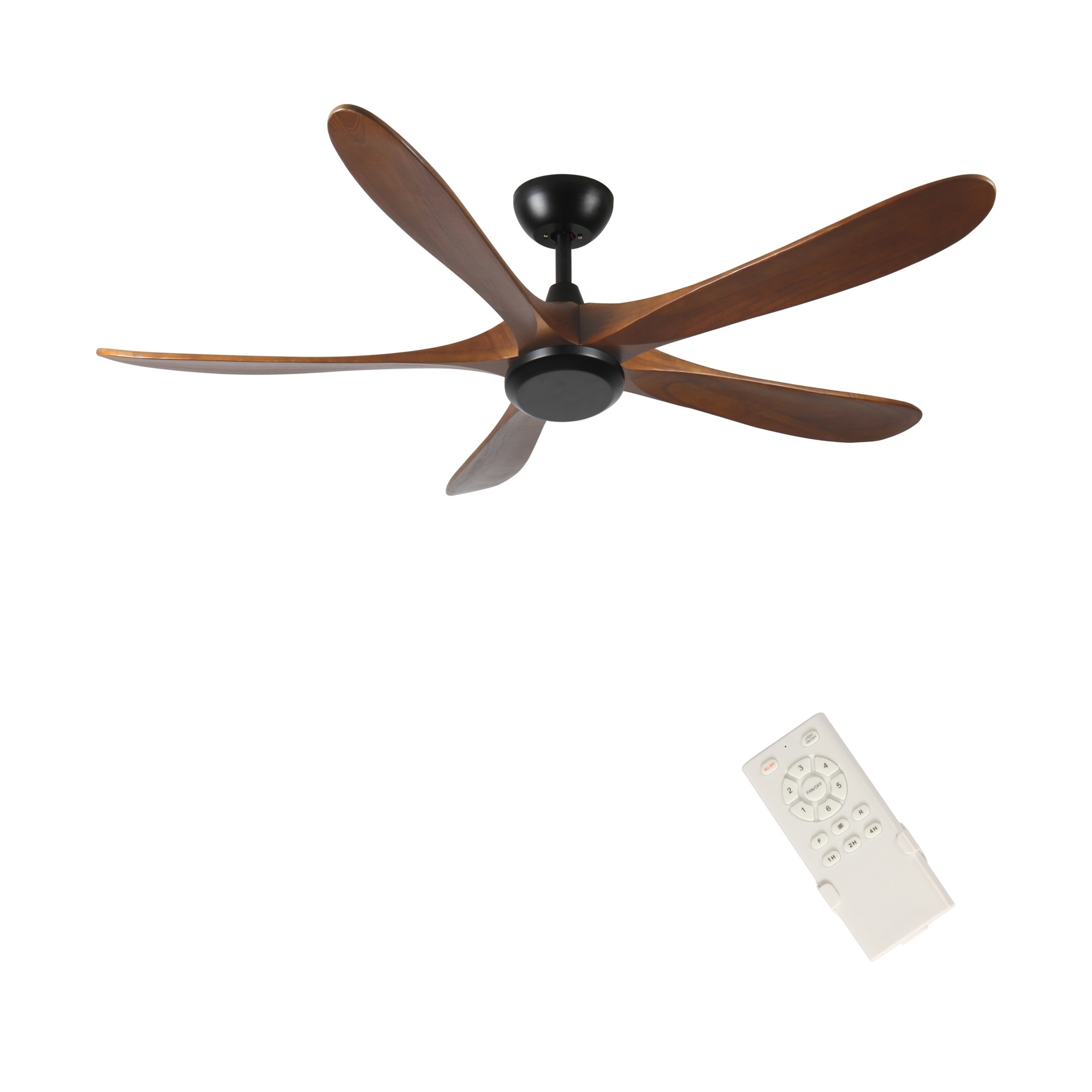 EdenDirect Ceiling Fan — Solid Wood Blades, 6-Speed Reversible DC Motor, Silent, Remote Control & Timer, No Light Fixture