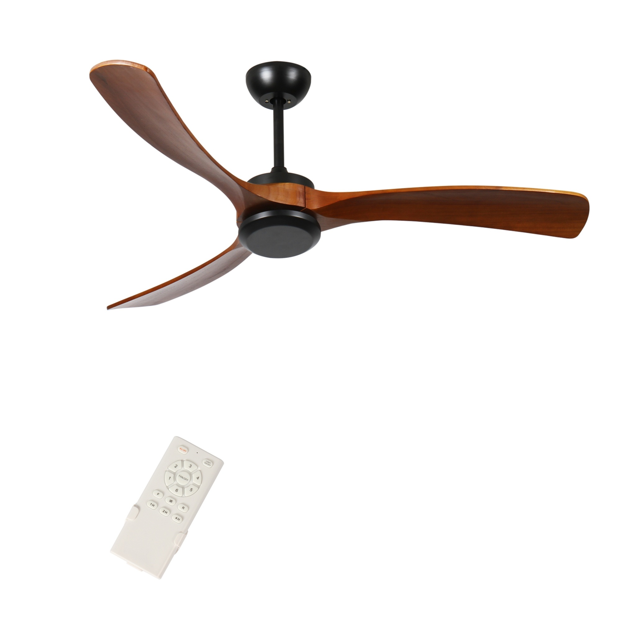 EdenDirect Ceiling Fan — Wood Grain Blades, 6-Speed Reversible DC Motor, Silent, Remote Control & Timer, No Light Fixture