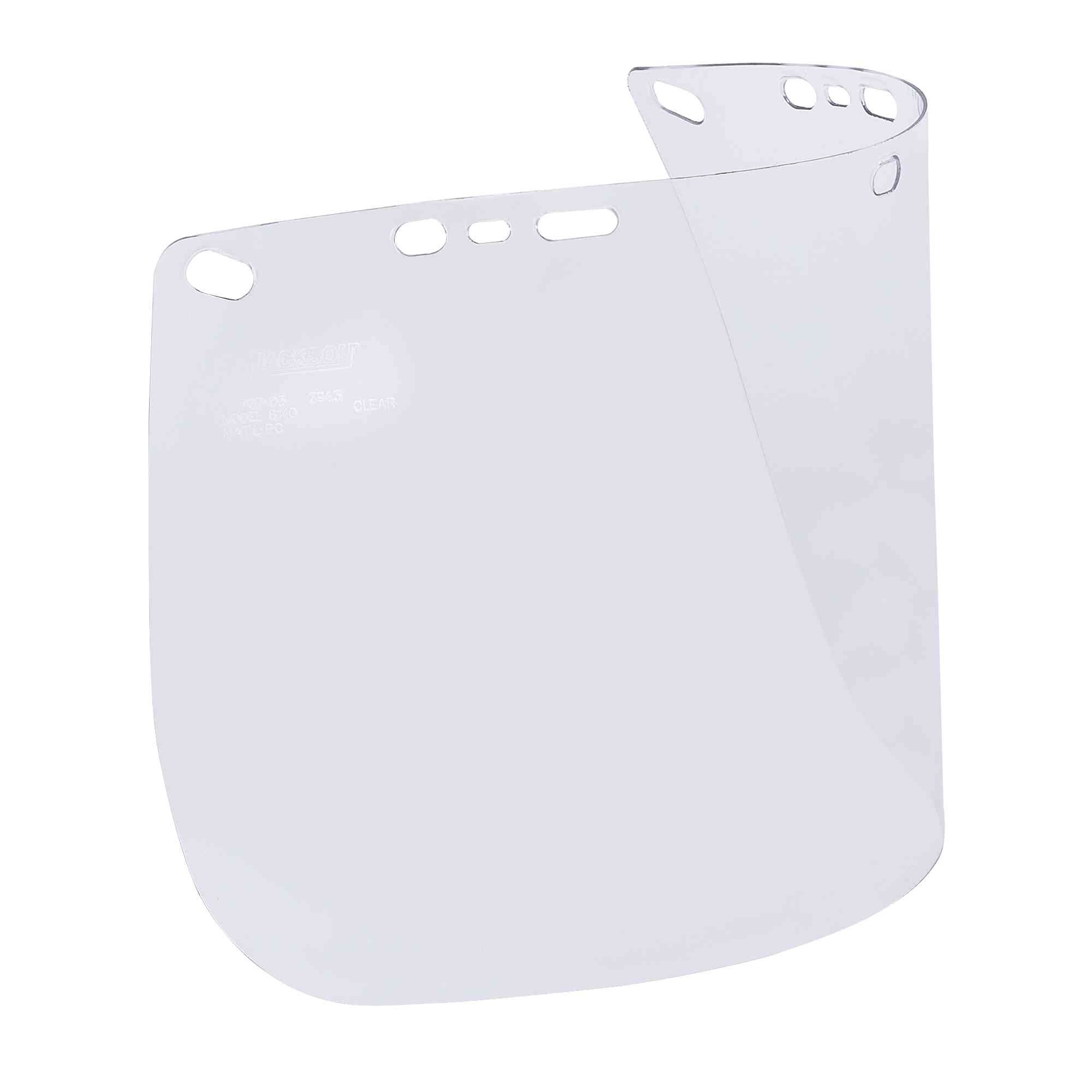 Jackson Safety® - Replacement Windows for F20 Polycarbonate Face Shields - Clear - 8" x 15.5" x.040" - F Shaped - Unbound - Model # 29099