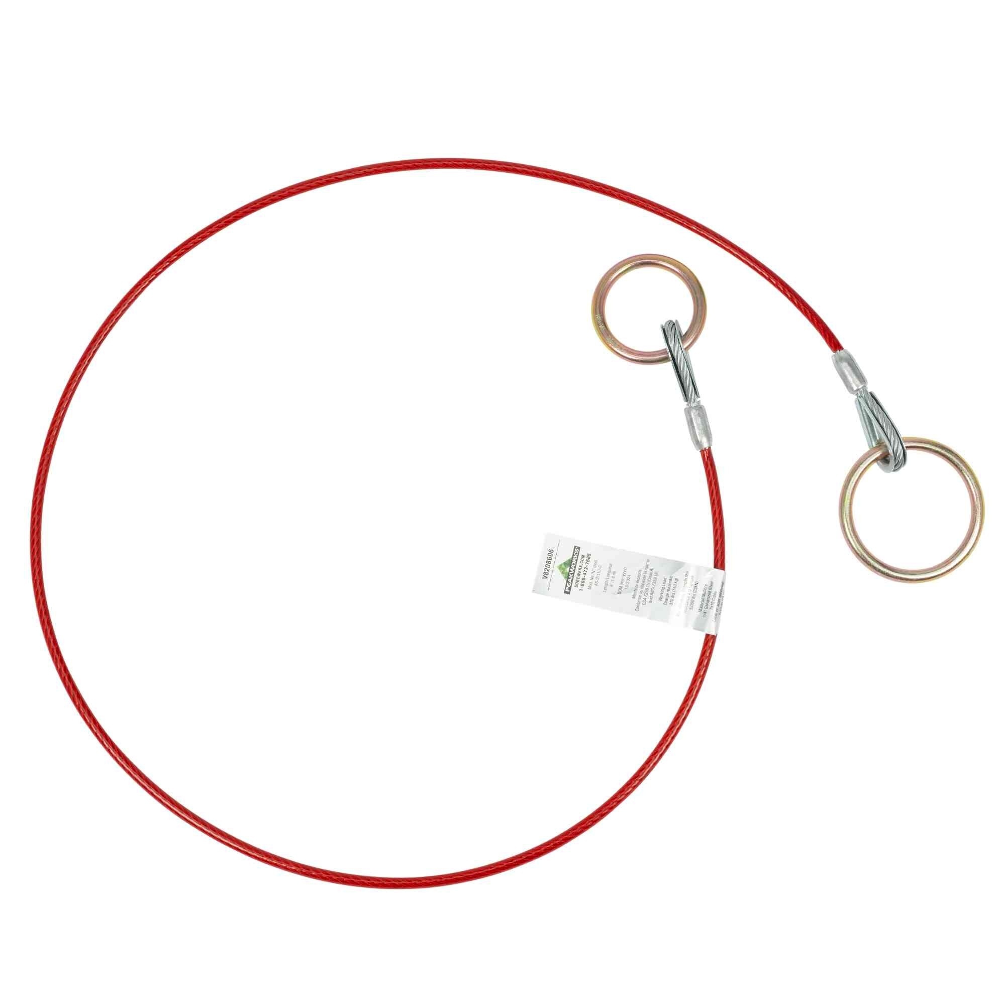 PeakWorks® - Cable Anchor Sling, 1/4" PVC Coated Galv. Cable - 2 O-Rings - 4 FT - Model # V8208604