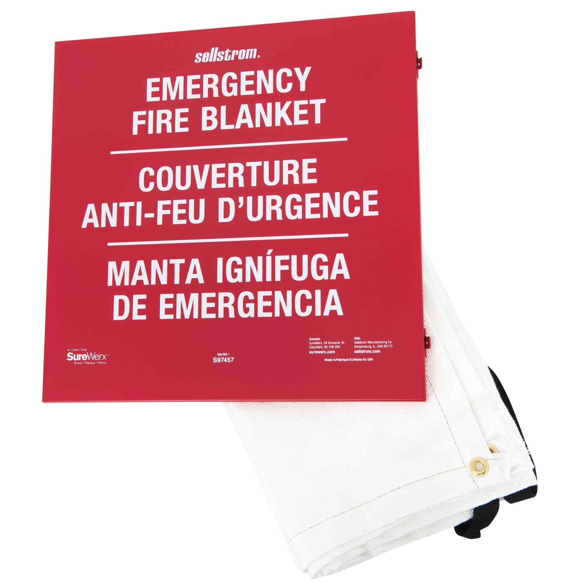 Sellstrom® - 100% Fiberglass High Temp Emergency Fire Blanket in Metal Storage Case - Model # S97457