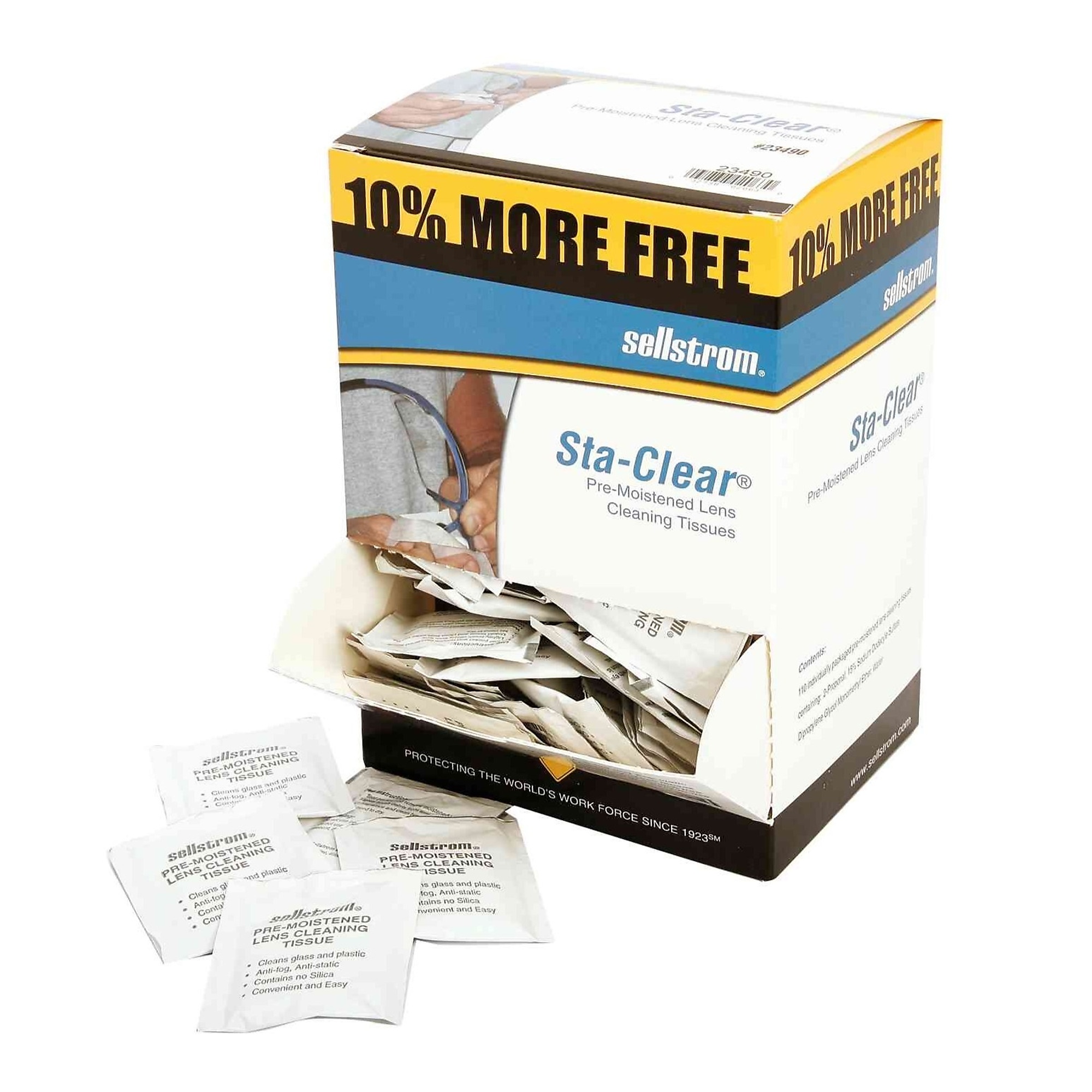 Sellstrom® - Sta-Clear™ Pre-moistened non-alcohol based cleaning towelettes - Model # S23490