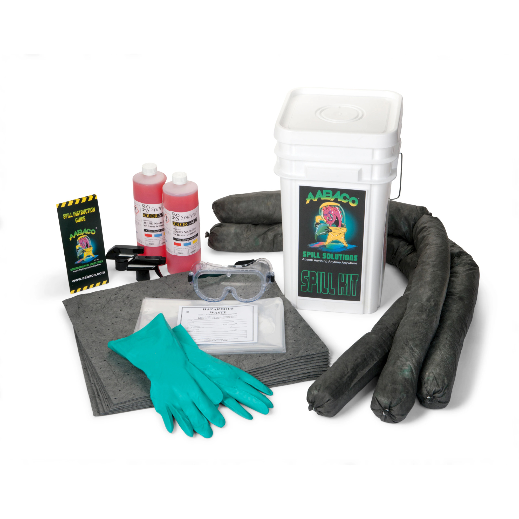 AABACO Battery Acid Spill Kit is packaged in a durable 5-gallon bucket for fast, effective response to battery acid spills.