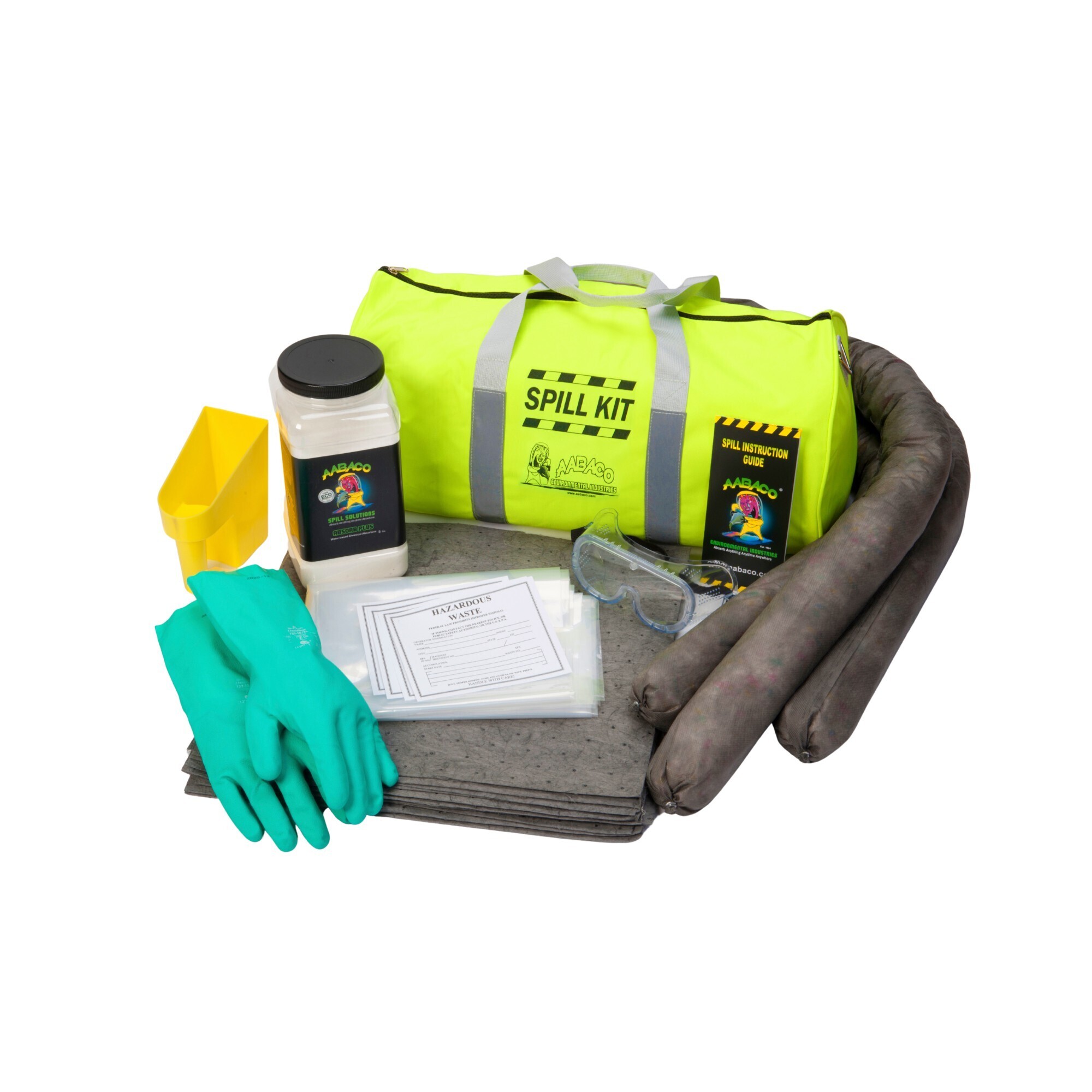 AABACO Chemical Only Spill Kit absorbs up to 125 gallons and comes in a high-visibility, easy-carry duffel bag for fast, convenient spill response.