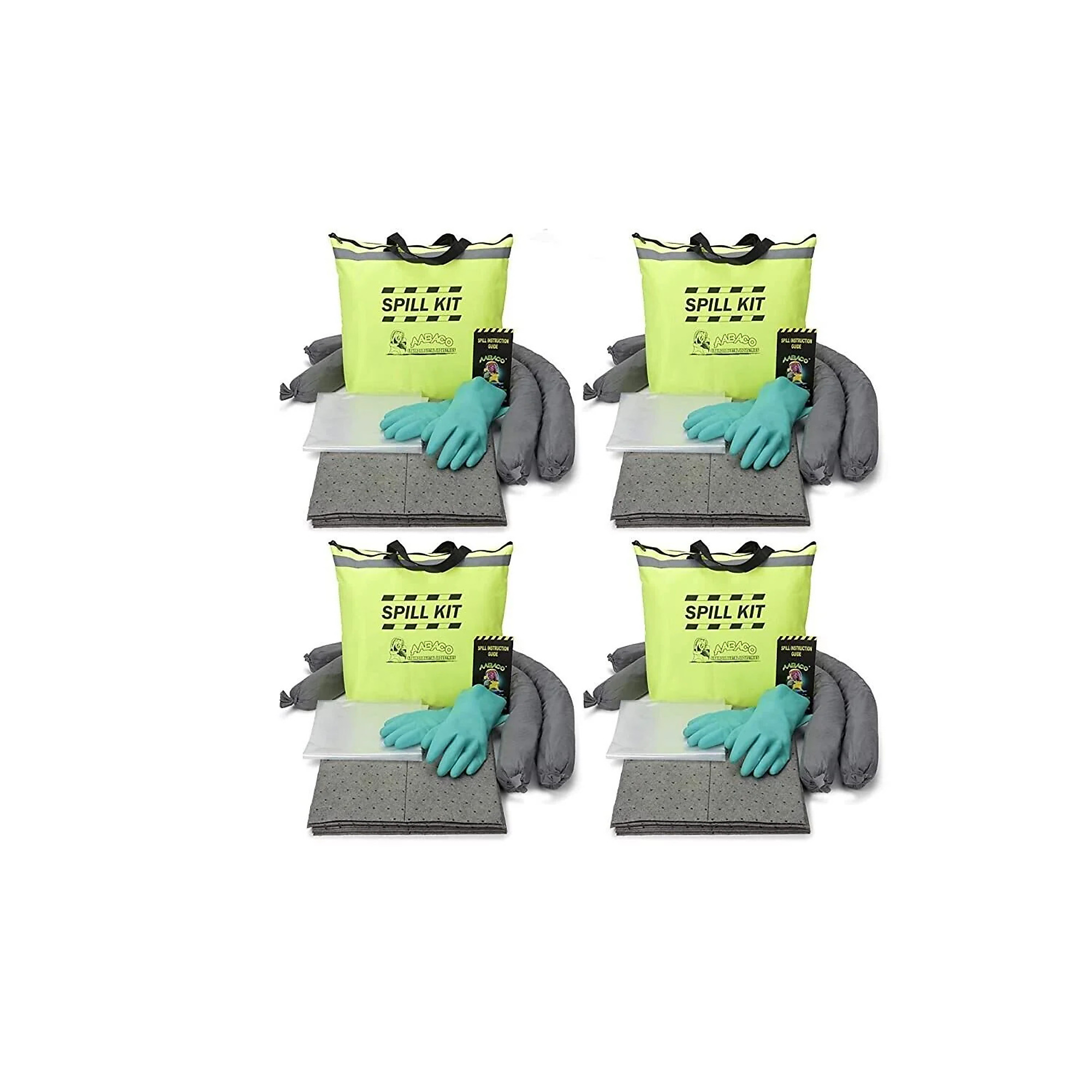 AABACO Chemical Only Spill Kit absorbs up to 5 gallons and comes in a high-visibility, easy-carry tote for fast, convenient spill response, Pack of 4 Kits