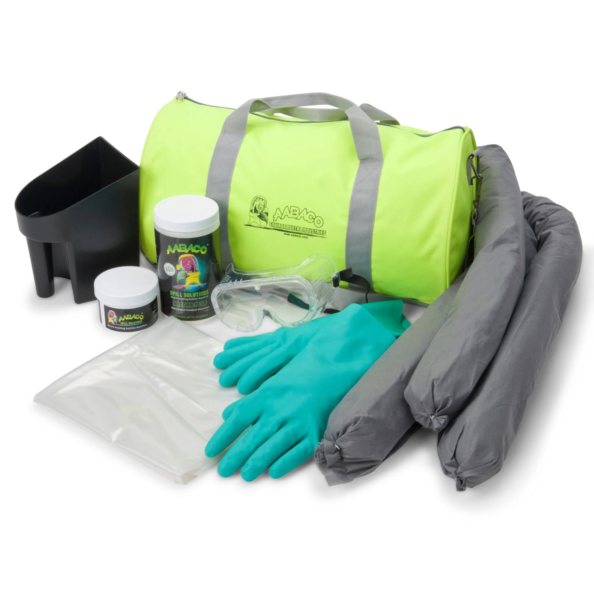 AABACO Chemical Only Spill Kit absorbs up to 50 gallons and comes packaged in a durable duffel bag for quick, convenient spill response and easy transport.