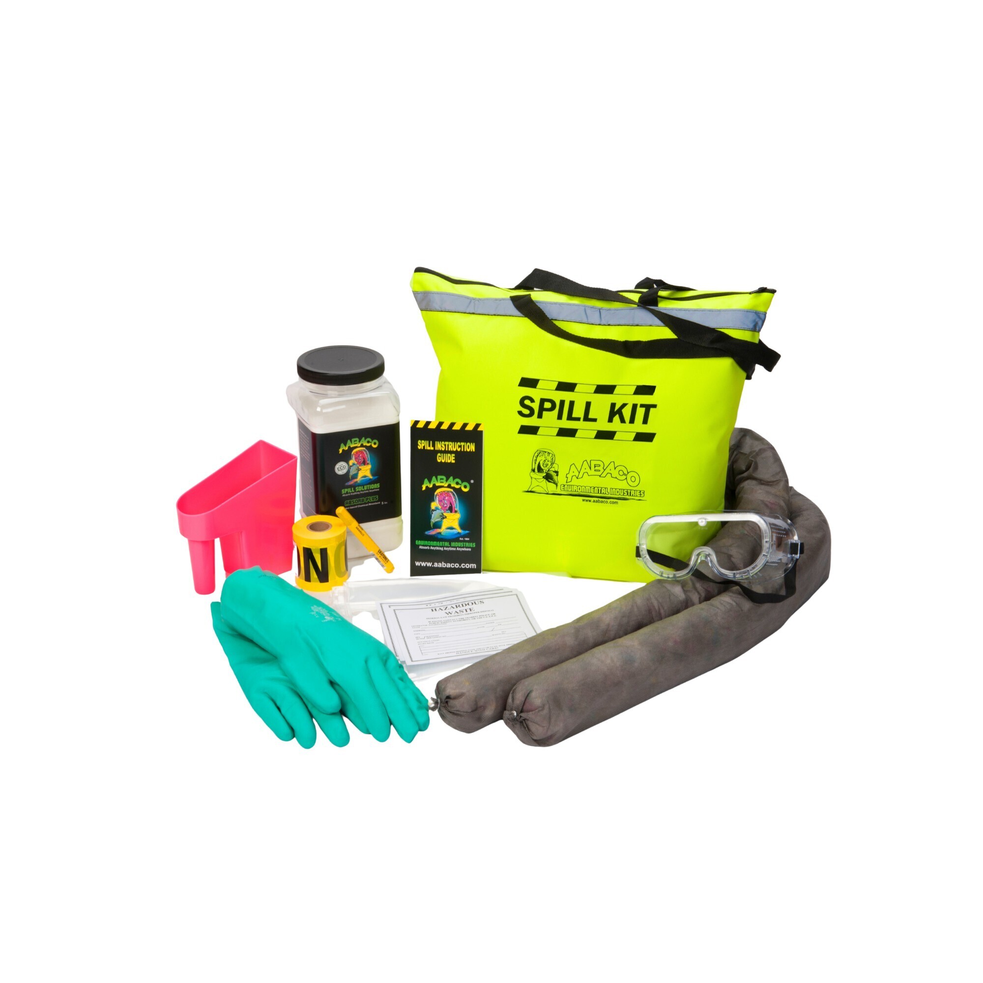 AABACO Chemical Only Spill Kit absorbs up to 125 gallons and comes in a high-visibility, easy-carry tote for fast, convenient spill response.