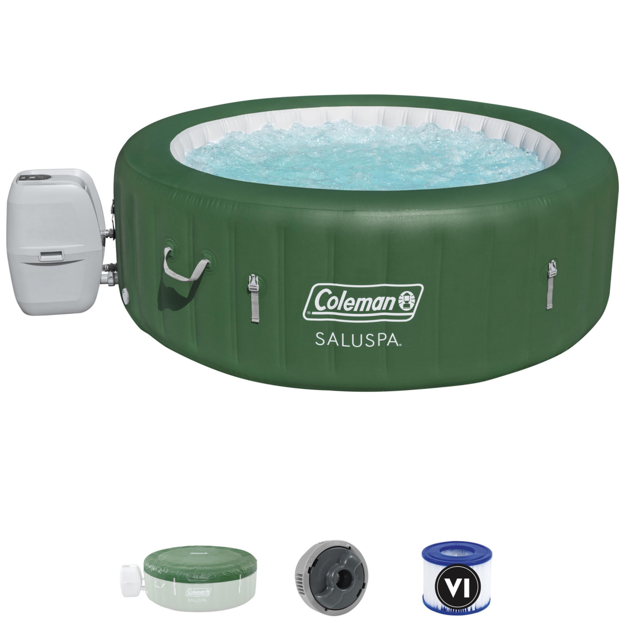 Bestway Coleman SaluSpa Palm Springs EnergrySense 4-6 Person, Green Inflatable Hot Tub Set