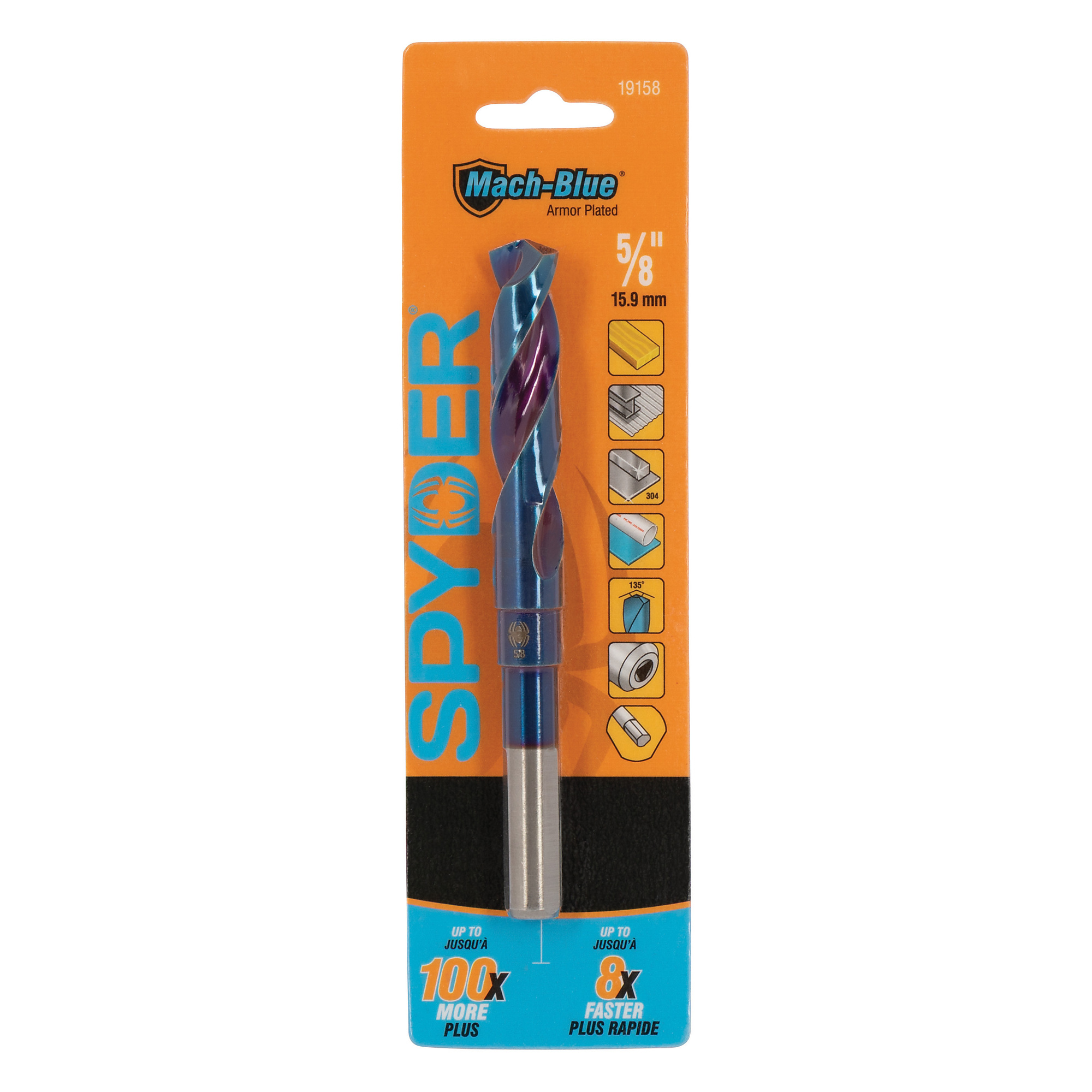 Spyder 5/8-Inch  Tri-Flat Shank S&D Drill Bit 19158
