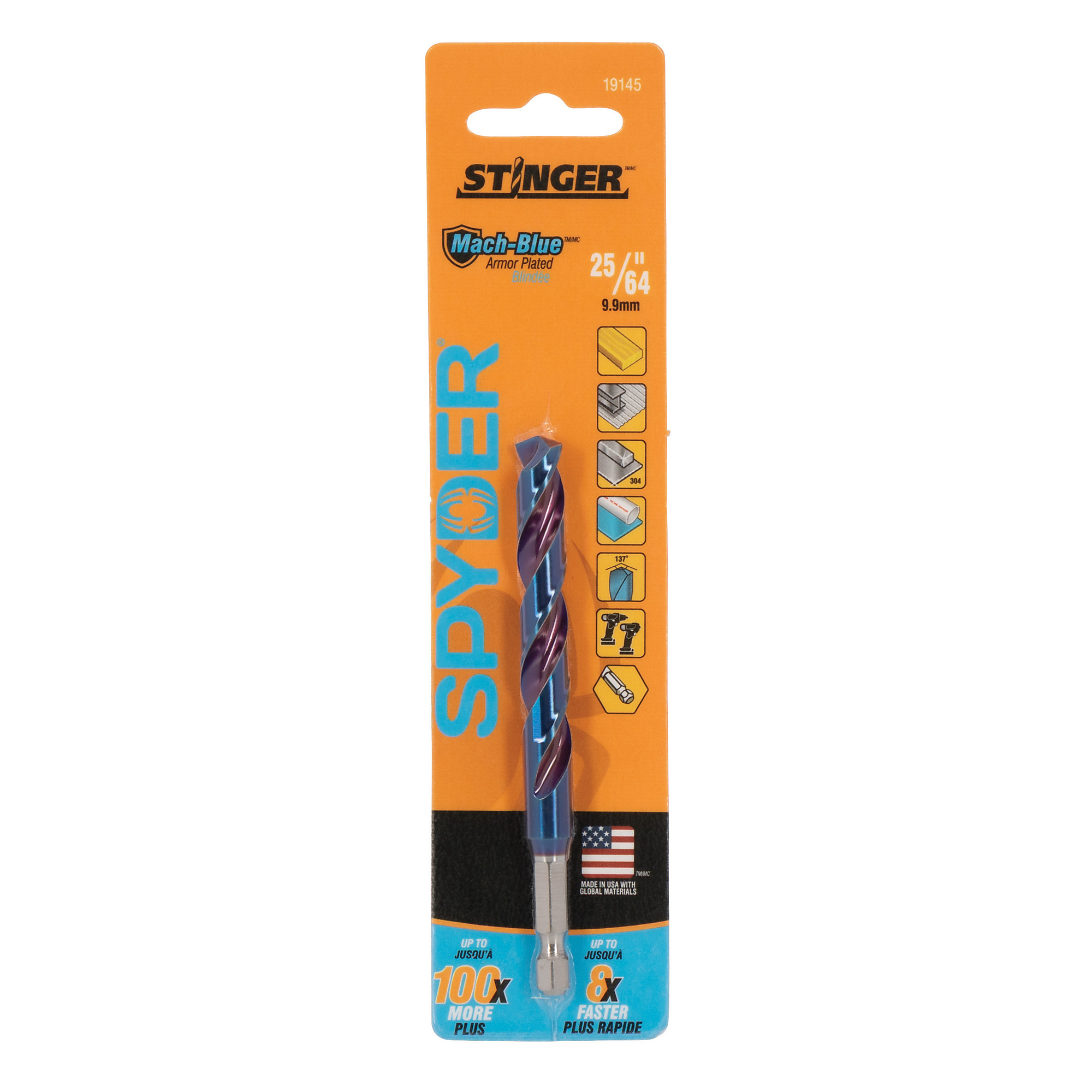SPYDER 25/64-Inch  Hex Shank Drill Bit 19145