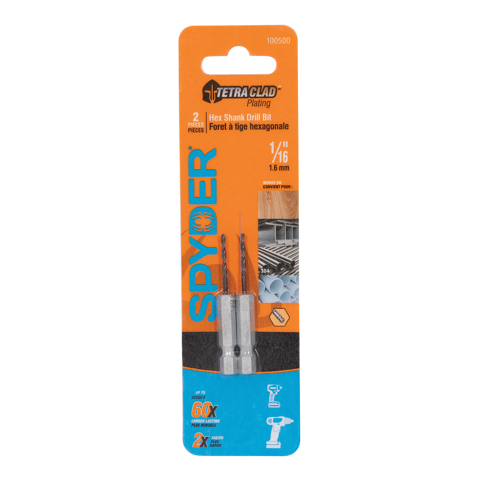Spyder 1/16-Inch Hex Shank Drill Bit (2-Pack) 100500