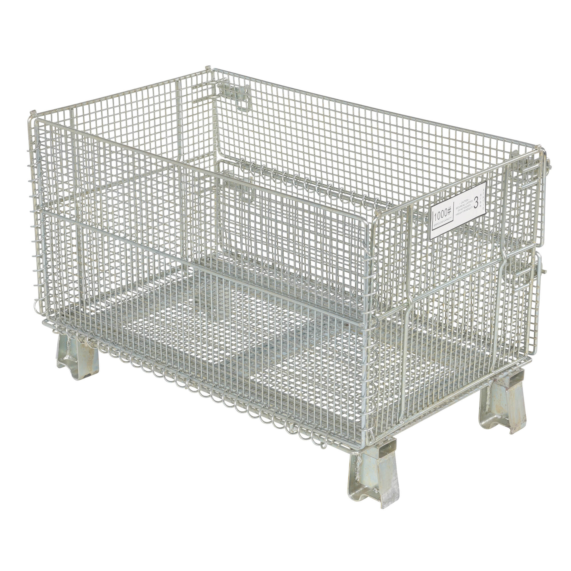 Vestil Galvanized Steel Mesh Container 20 In. x 32 In. x 21 In. 1,000 Lb. Capacity Gray