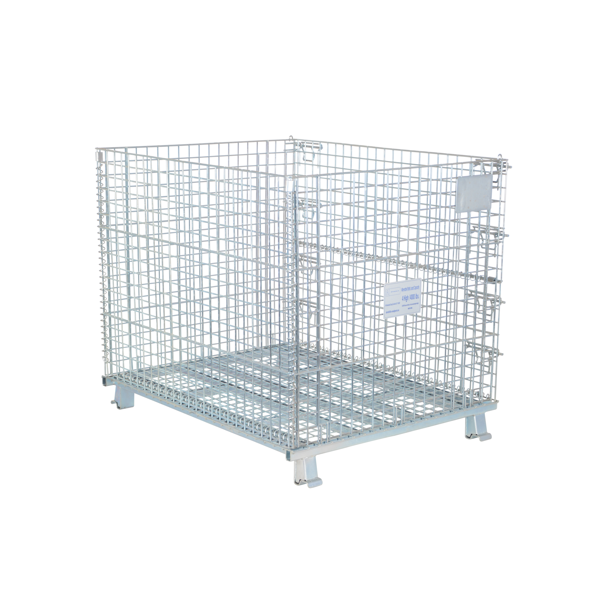 Vestil Galvanized Steel Mesh Container 40 In. x 48 In. x 42 In. 4,000 Lb. Capacity Gray