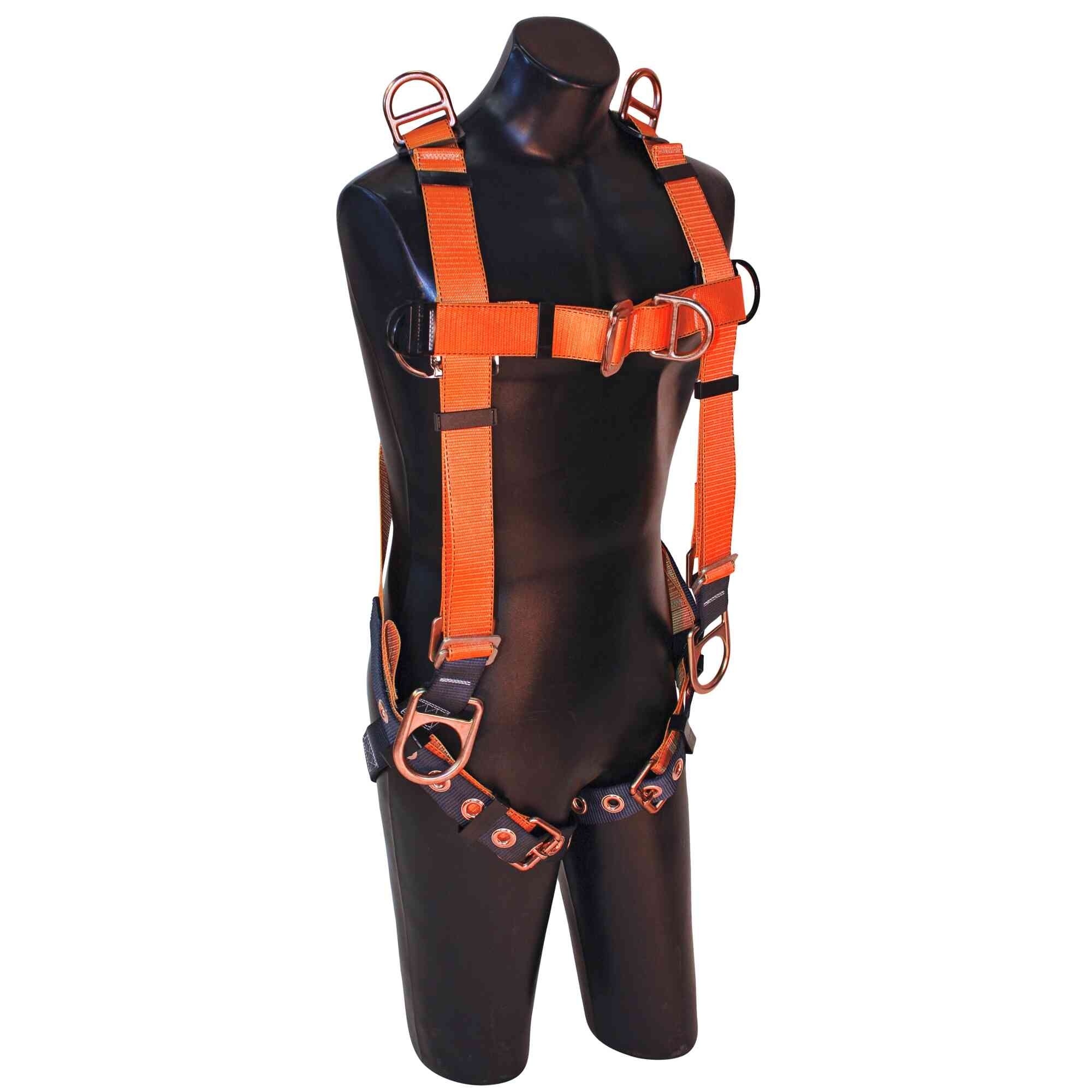 FALL SAFE™ - Safety Harness - A-SERIES - Vest-Style Positioning Climbing Retrieval - Back | Front | Side |Shoulder, Pass Through, Tongue Buckle - Size: Big Boy - Model # 806600