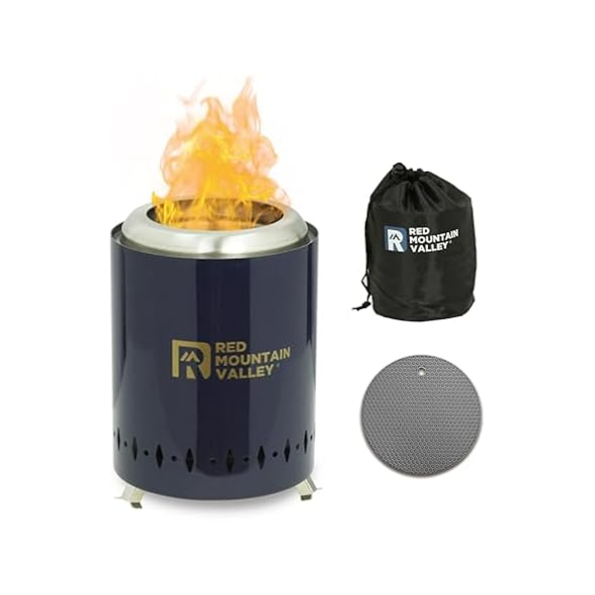 Red Mountain Valley Smokeless Tabletop Fire Pit with Mat, Blue