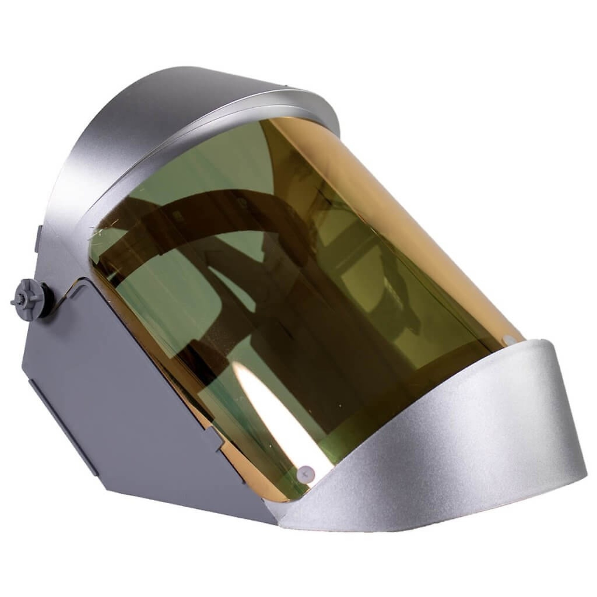 OBERON™ - Face Shield with Ratcheting Headgear - Heat Reflective - Window: Clear Gold Anti-Fog - With Side Shield Extenders, Aluminized Gap Cover and Heat Reflective Face Shield Bib - Model # 125AFR+500+AGC+HRBIB