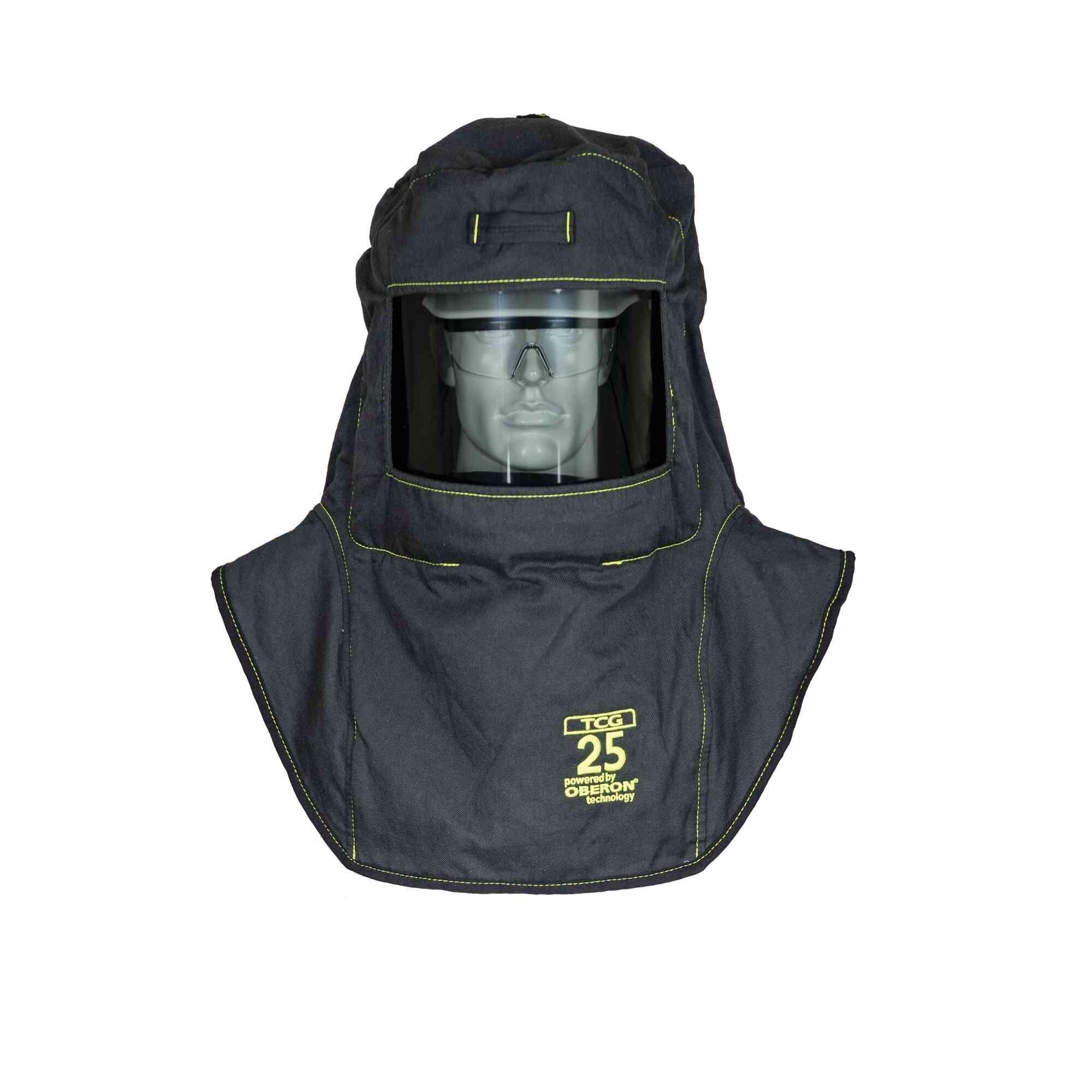 OBERON™ - Hood with Hard Cap - Arc Flash - 25 Cal TCG™ - Color: Black - Window: True Color Grey (TCG™) - With EZ Lift - Model # TCG25-EL-C