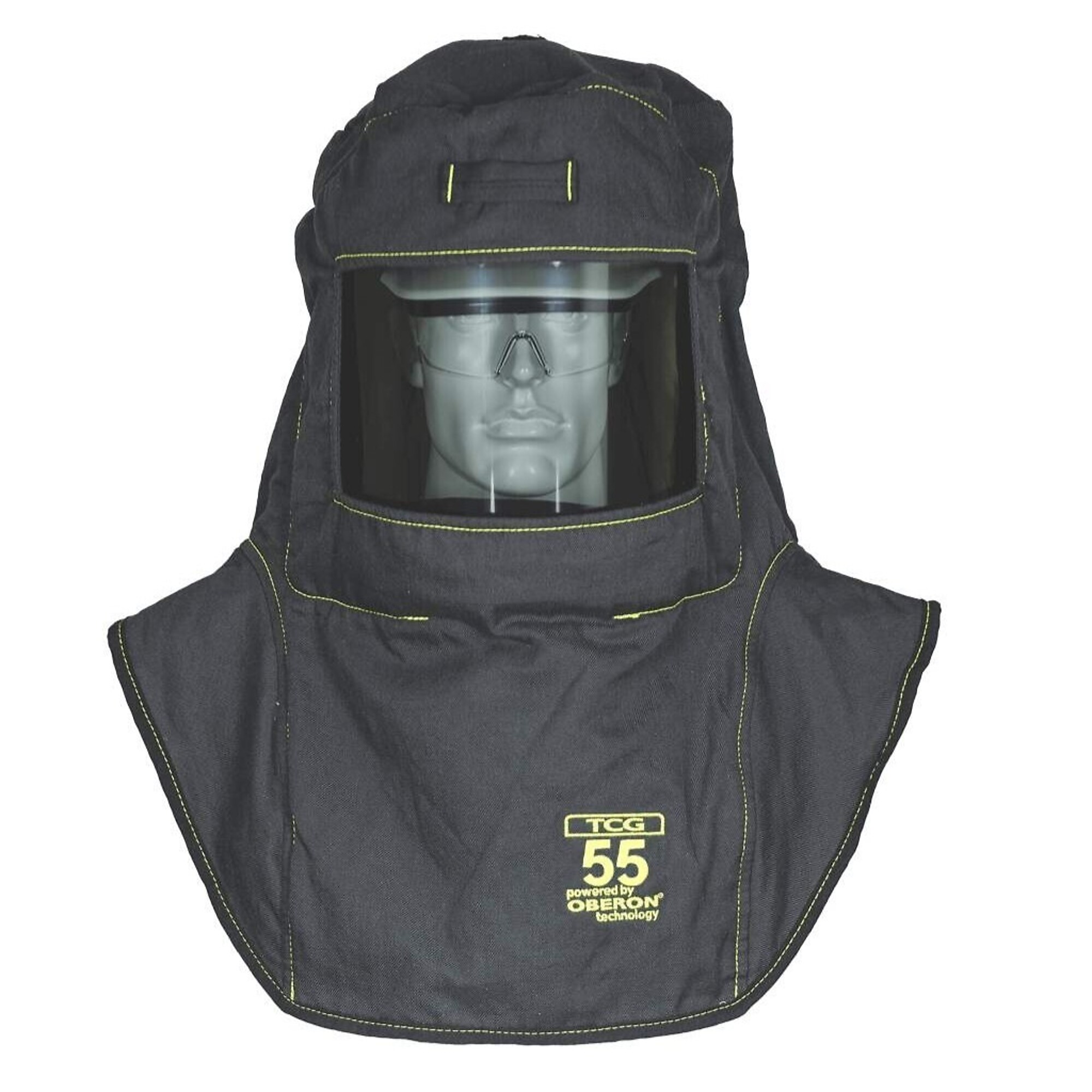 OBERON™ - Hood with Hard Cap - Arc Flash - 55 Cal TCG™ - Color: Black - Window: True Color Grey (TCG™) - Model # TCG55-C