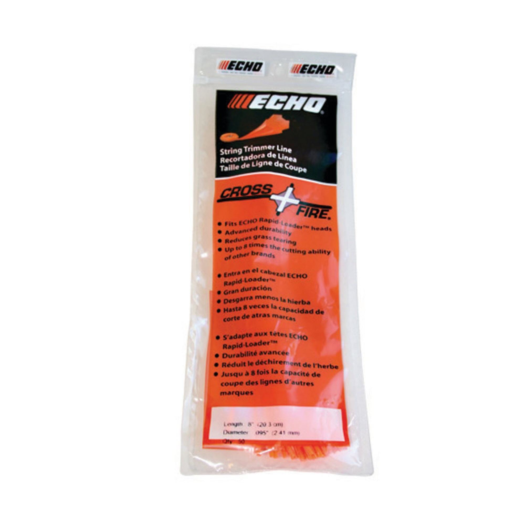 ECHO, 8" .130 Cross Fire® Trimmer Line, 50 Count, Model #102222130