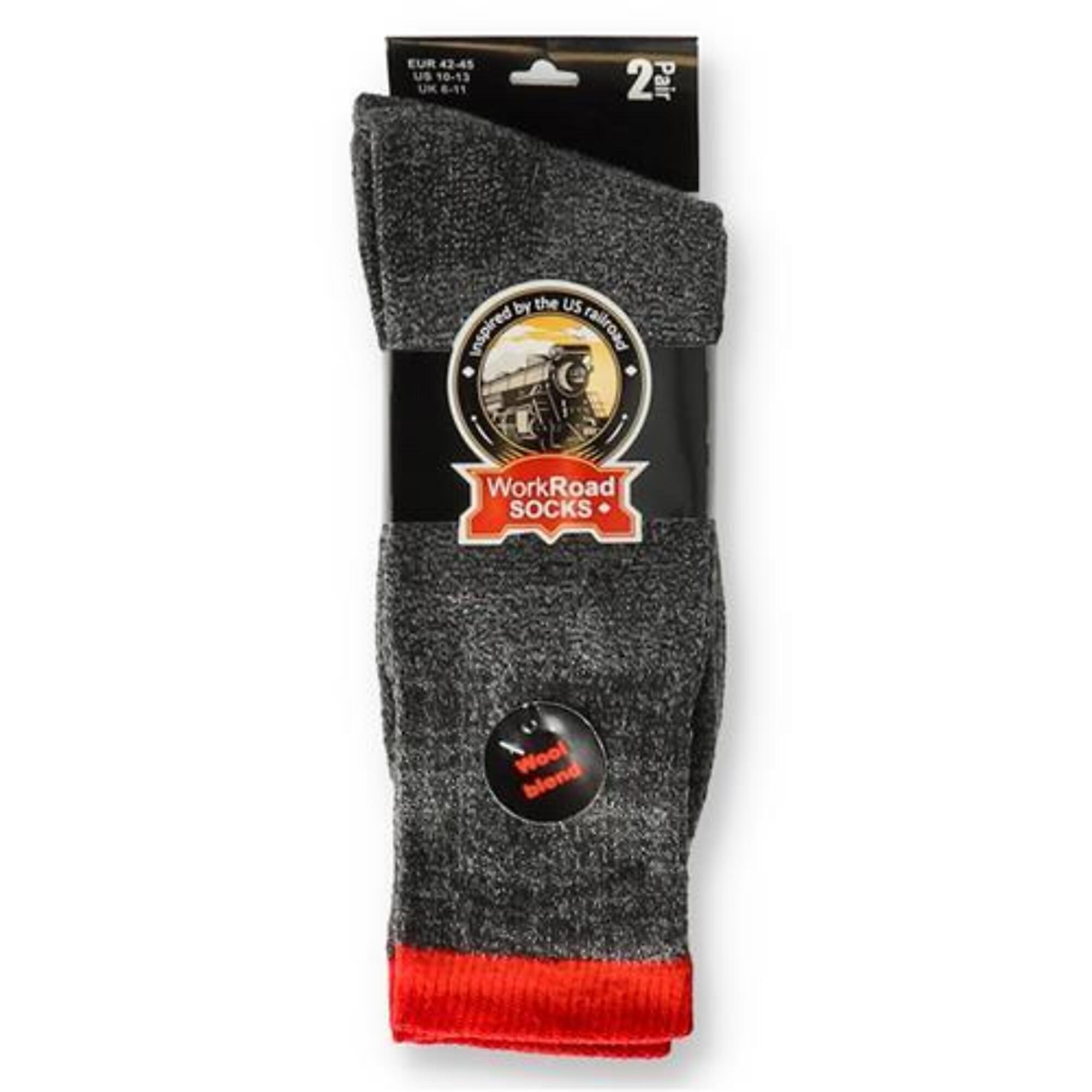 WOOL BLEND WORK ROAD SOCKS 2 PAIR SIZE 10-13