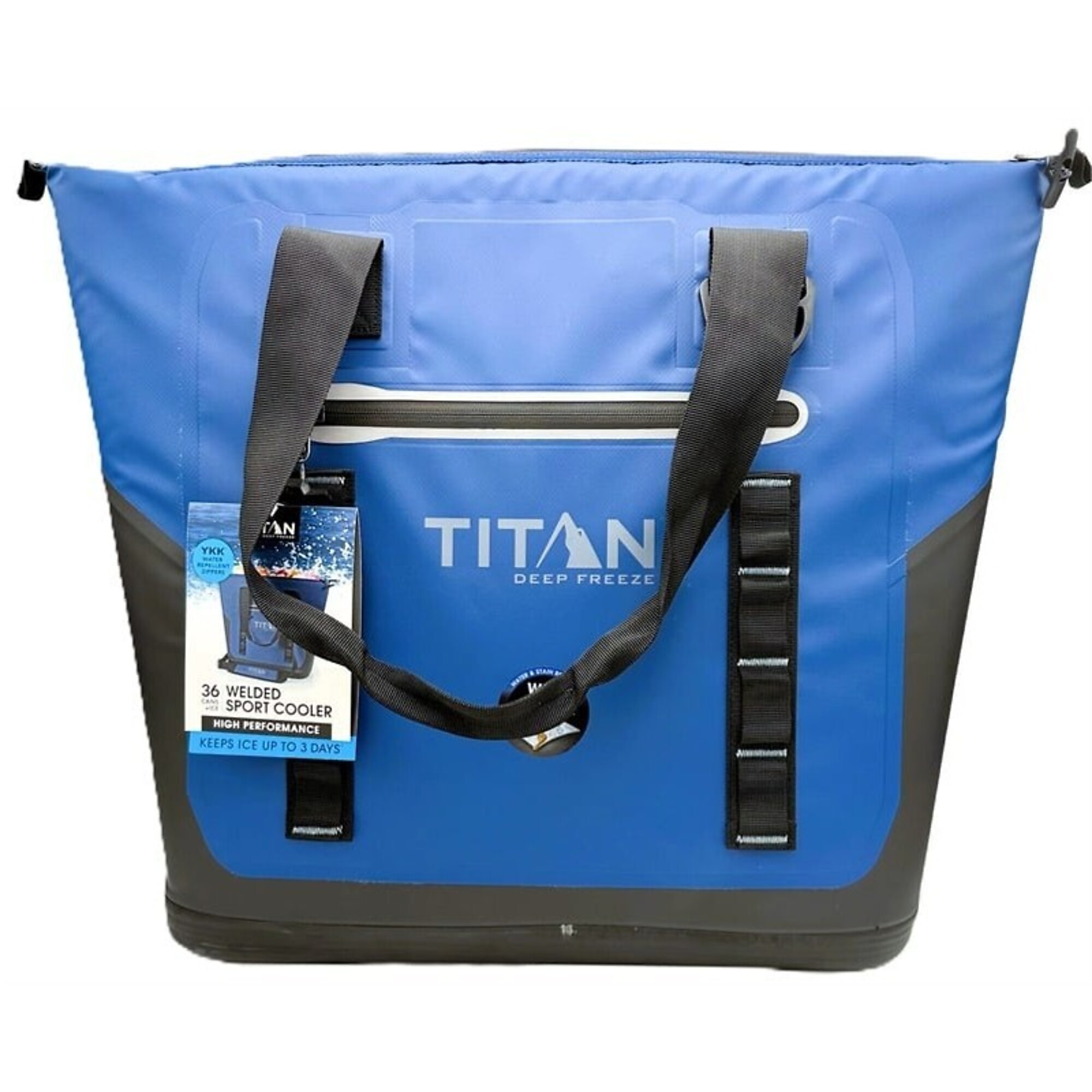 Titan 30-Can Soft-Sided Insulated Tote Cooler with Deep Freeze Insulation, Leakproof Lining, Blue, Model# 10001075
