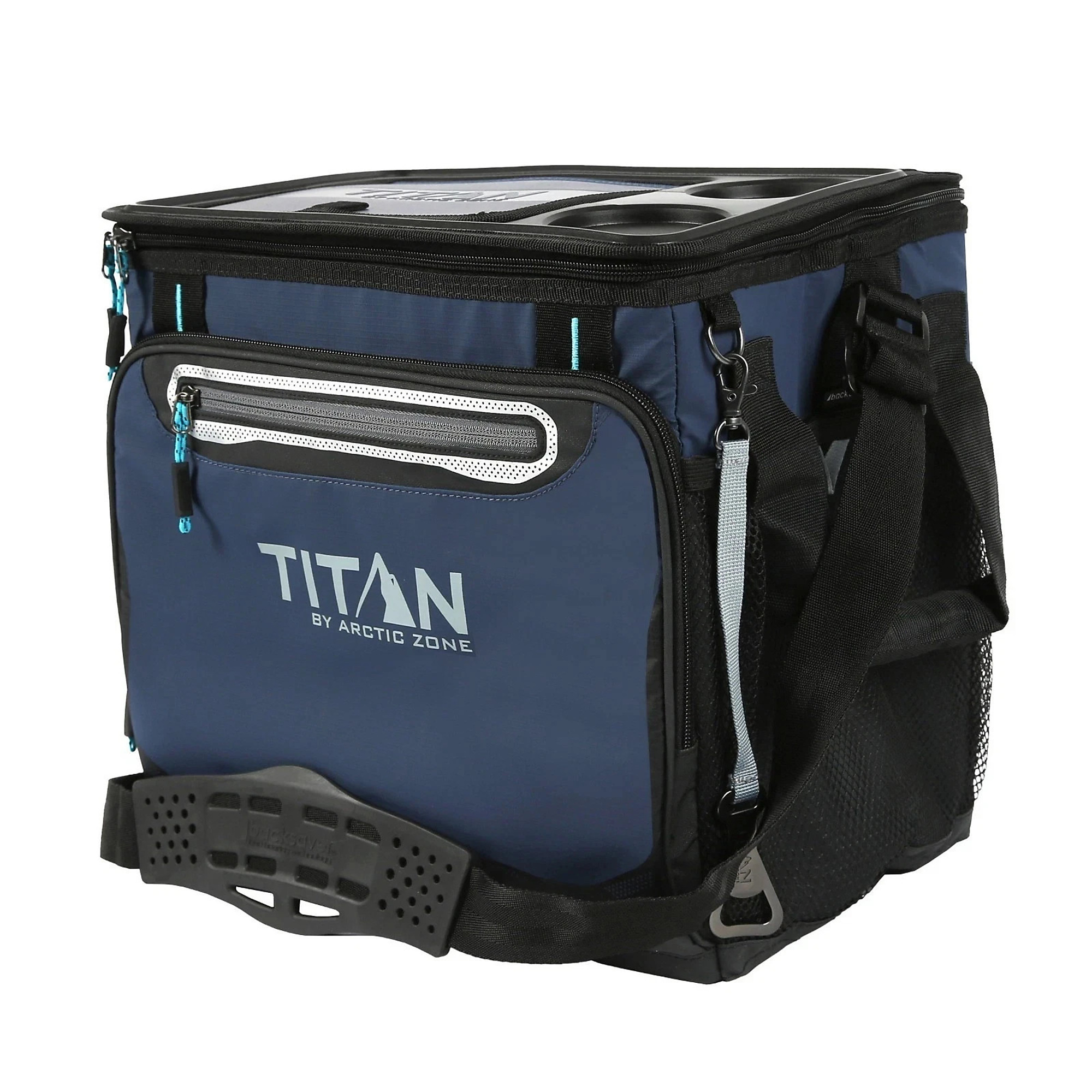 Titan 40-Can Collapsible Cooler with Tabletop, Drink Holders, Bottle Opener, Navy, Model# 10004827