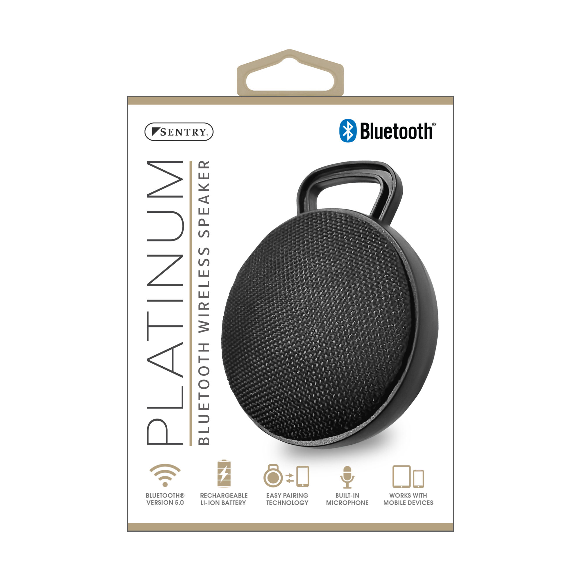 Sentry Platinum Bluetooth Wireless Speaker, Built-In Microphone, Fabric Grill, Carrying Handle, Model# SPBT1