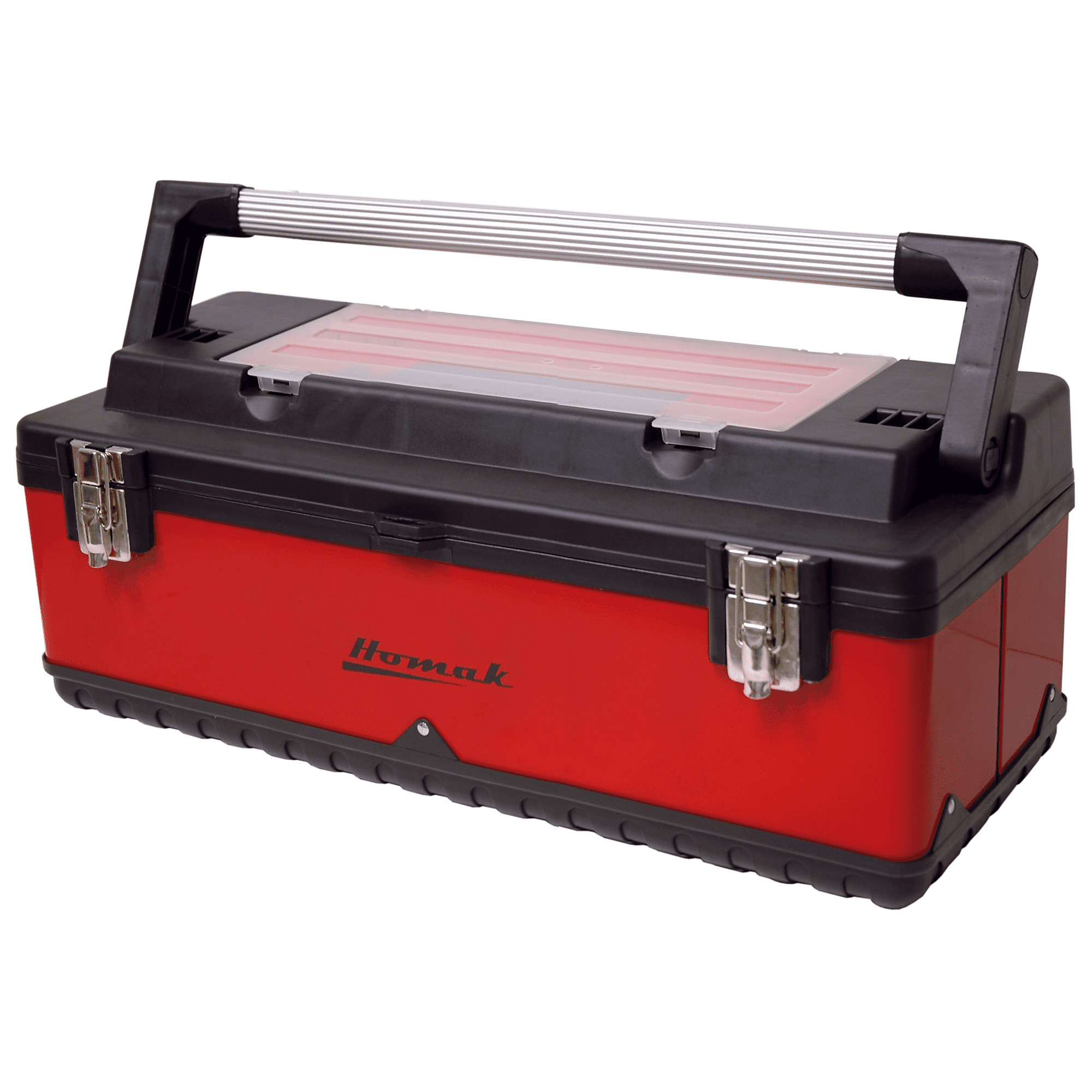 Homak, 26" Metal & Plastic Hand-Carry W/ Aluminum Handle, Red, Full-length aluminum handle, Model #  RD00126110