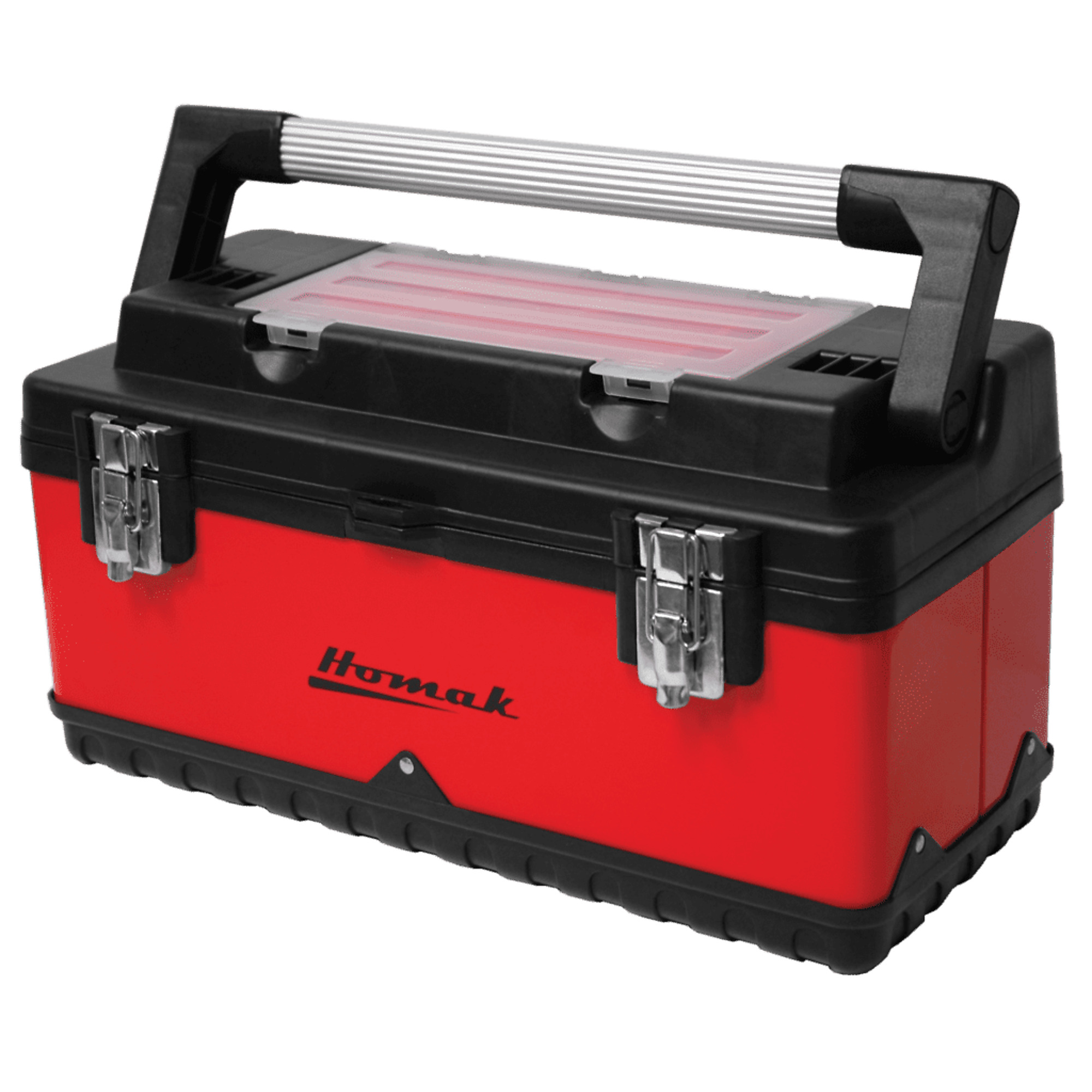 Homak, 20" Metal & Plastic Hand-Carry W/ Aluminum Handle, Red, Full-length aluminum handle, Model #  RD00120004