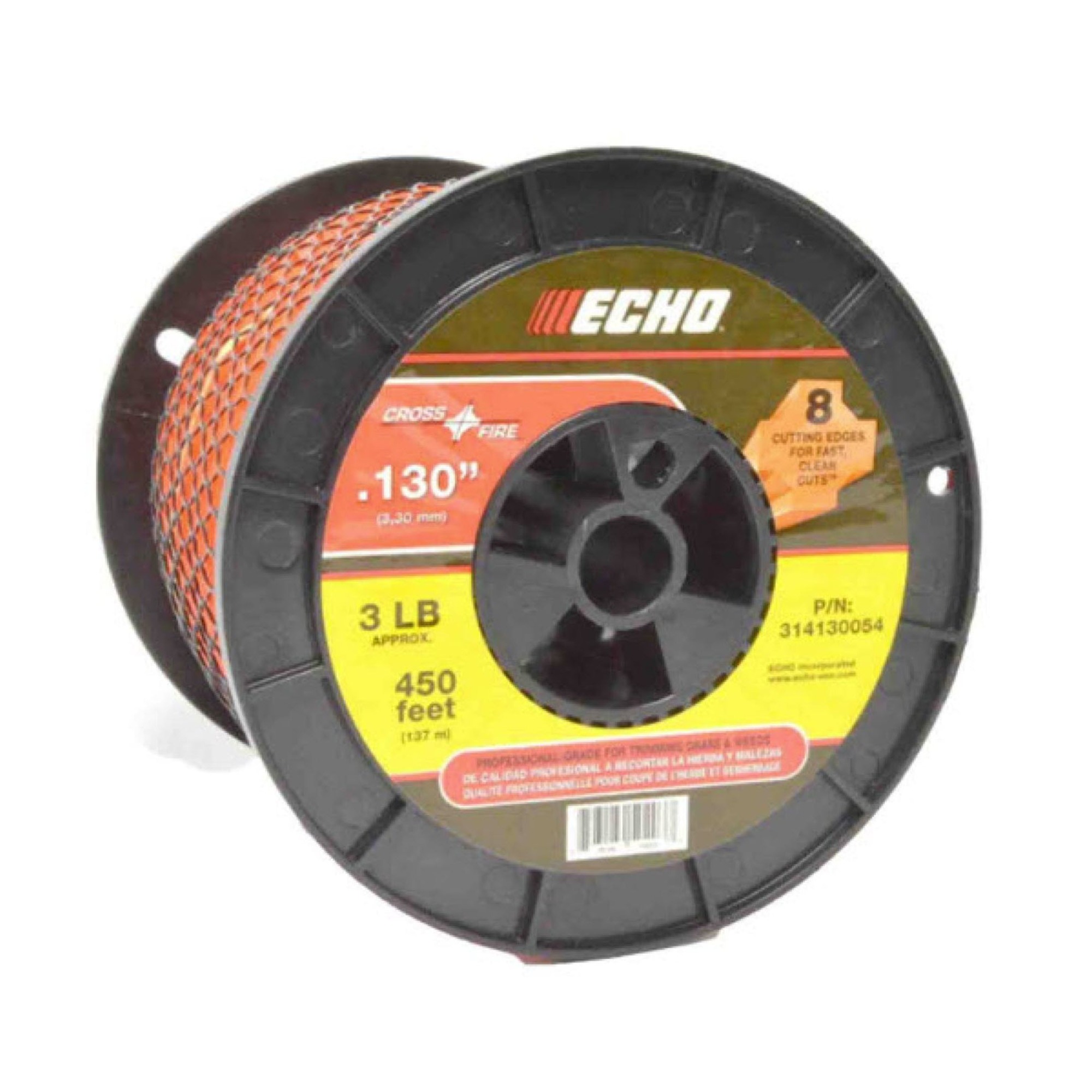 ECHO, Cross-Fire® Trimmer Line Plus-Shape Design, 8-Cutting Edges, 3# Spool, .130 dia, Model #314130054