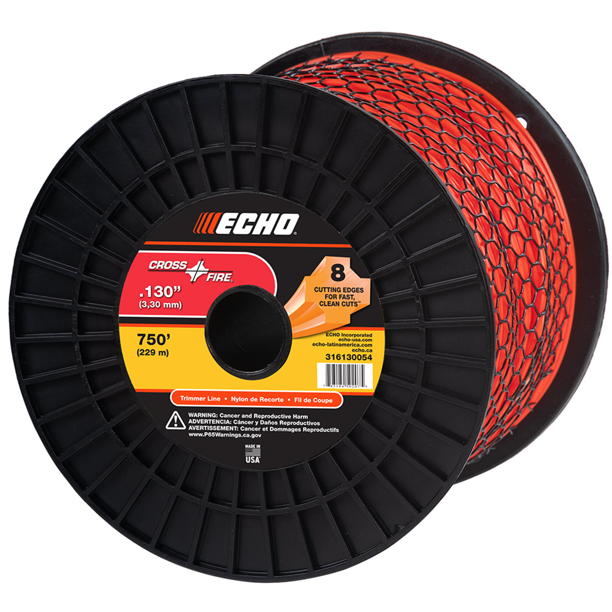 ECHO, Cross-Fire® Trimmer Line Plus-Shape Design, 8-Cutting Edges, 5# Spool, .130 dia, Model #316130054