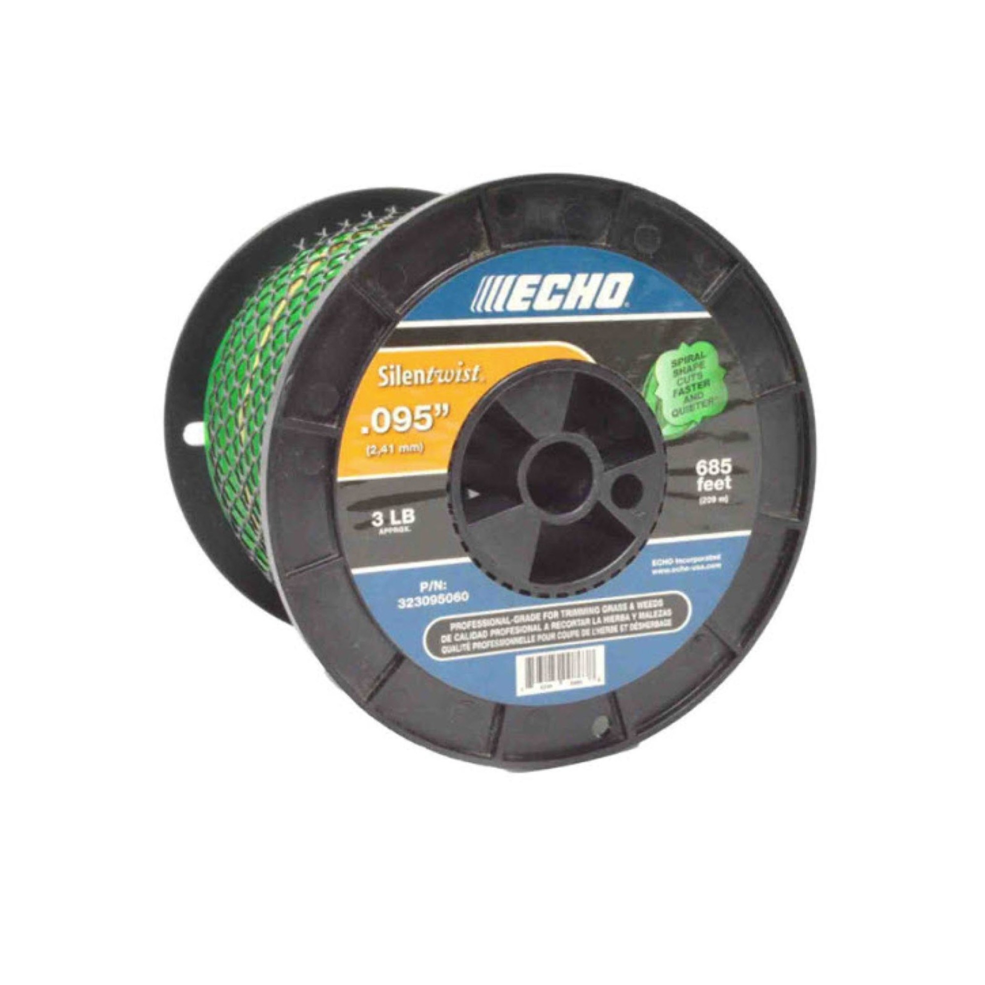 ECHO, Silentwist® Trimmer Line designed For Battery Trimmers, Twisted shape cross section design, 3# Spool, .095 dia, Model #323095060