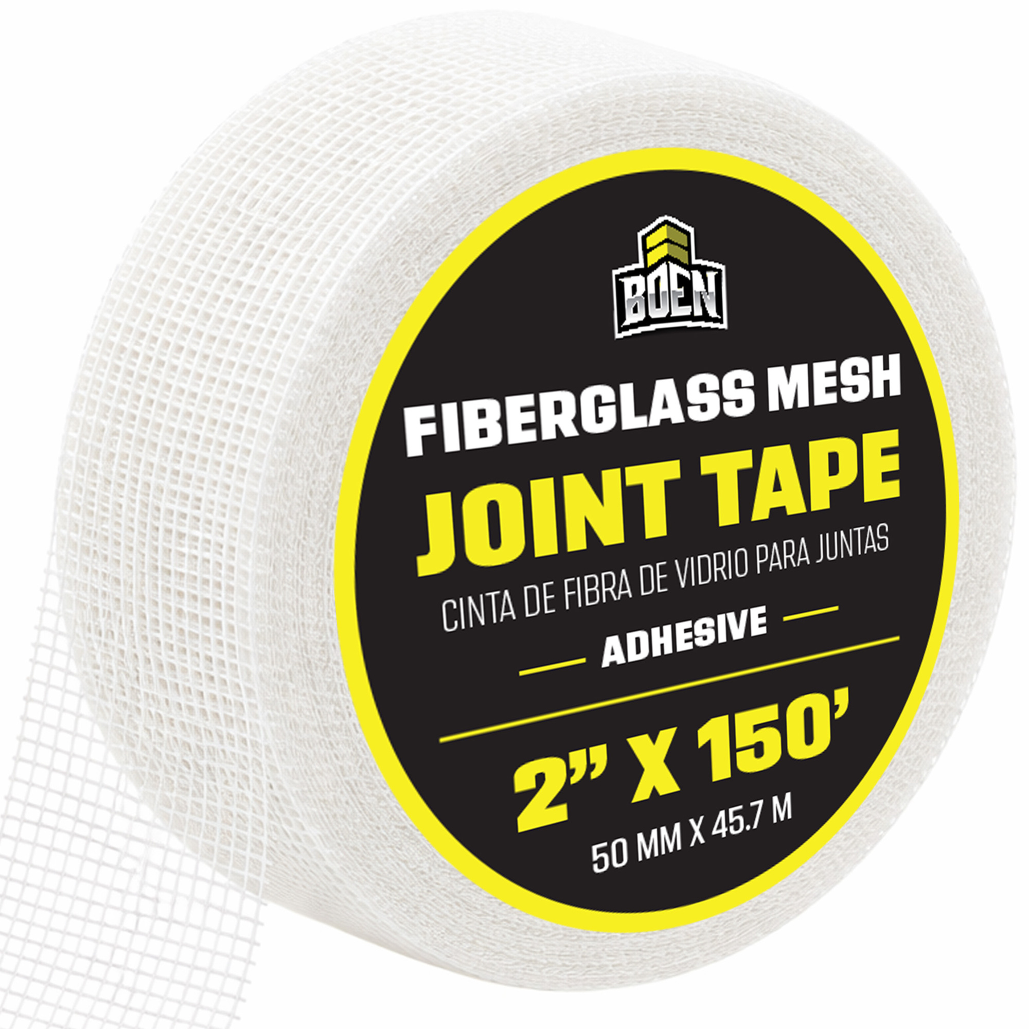 Boen Drywall Joint Tape, 2 in x 150 ft, Self-Adhesive Fiberglass Mesh Crack Repair