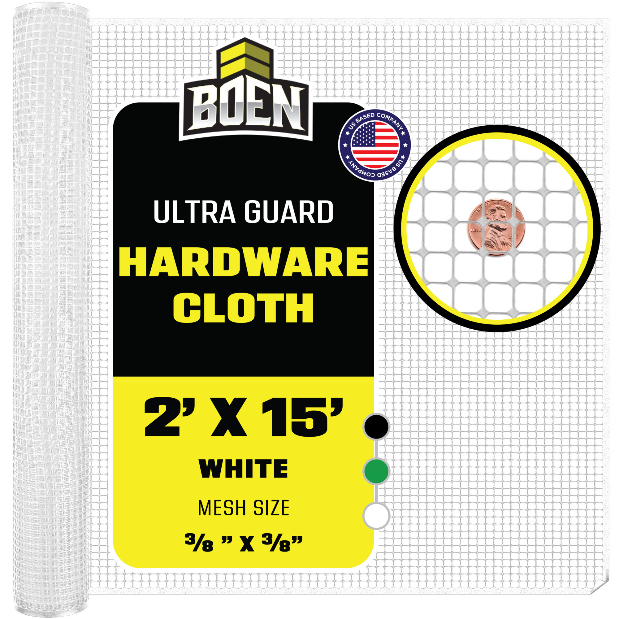 Boen White Plastic Mesh Hardware Netting 2 ft x 15, Tree Guard Barrier from Rabbits, Deer and Rodents, Deck Guard, Indoor or Outdoor Balcony Safety Net for pet or Child